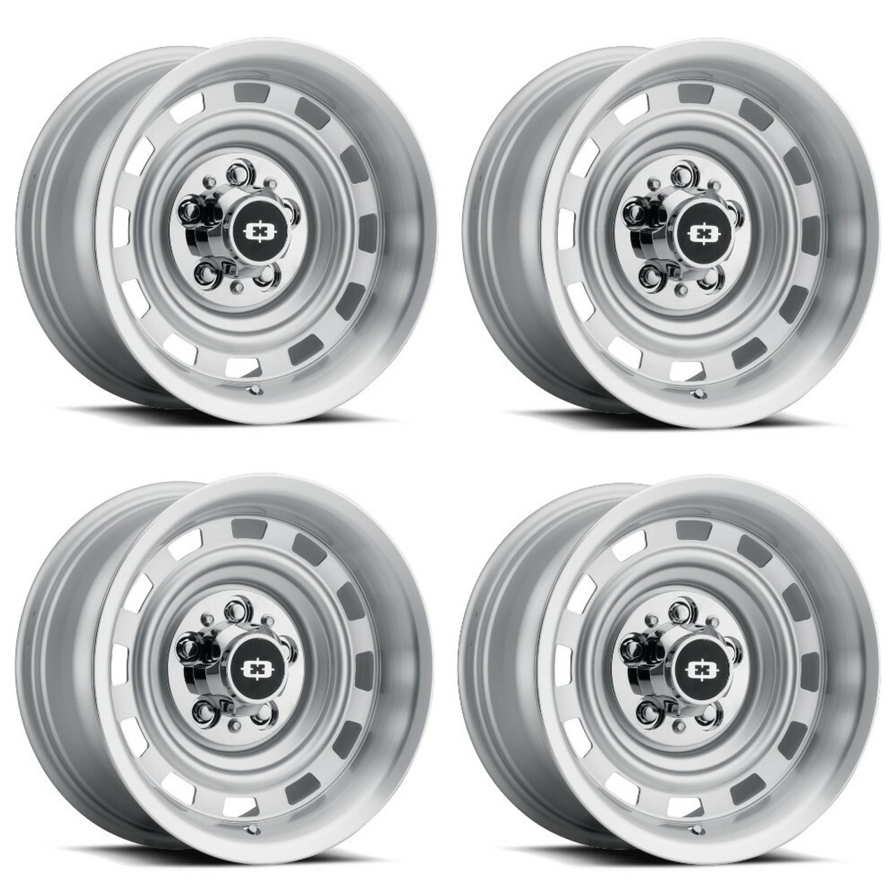 Set 4 18" Vision American Muscle 54 Silver Machined Lip 18x9 Wheels 5x5 0mm Rims