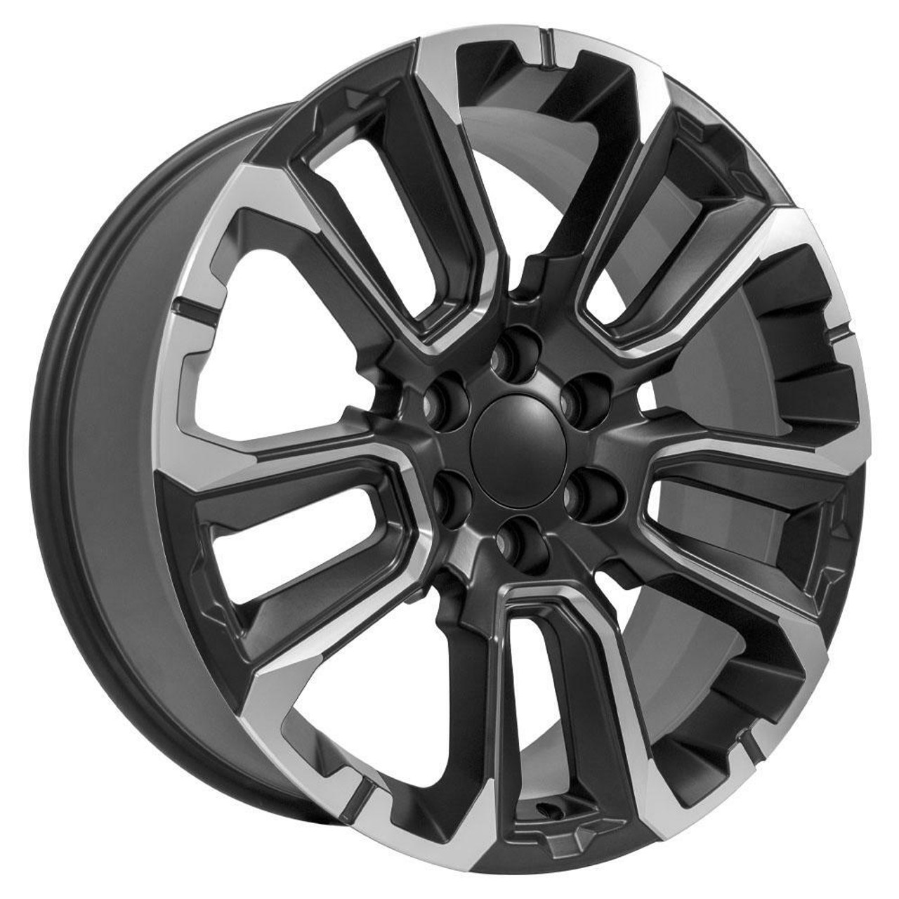 22" OE Wheels CV68 Satin Black w Milled Edge 22x9 Wheel 6x5.5 28mm For Chevy GMC