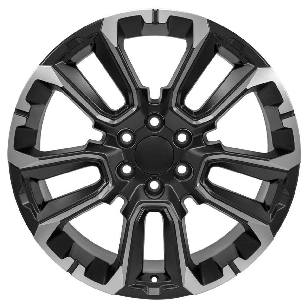 22" OE Wheels CV68 Satin Black w Milled Edge 22x9 Wheel 6x5.5 28mm For Chevy GMC