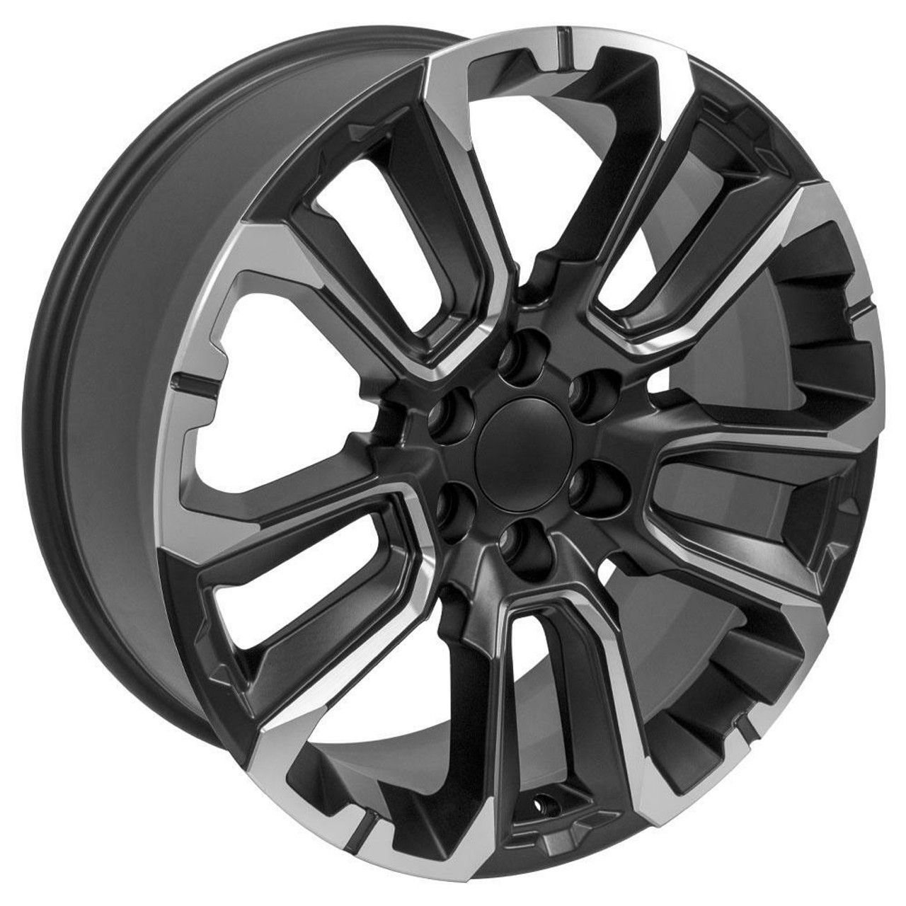 22" OE Wheels CV68 Satin Black w Milled Edge 22x9 Wheel 6x5.5 28mm For Chevy GMC