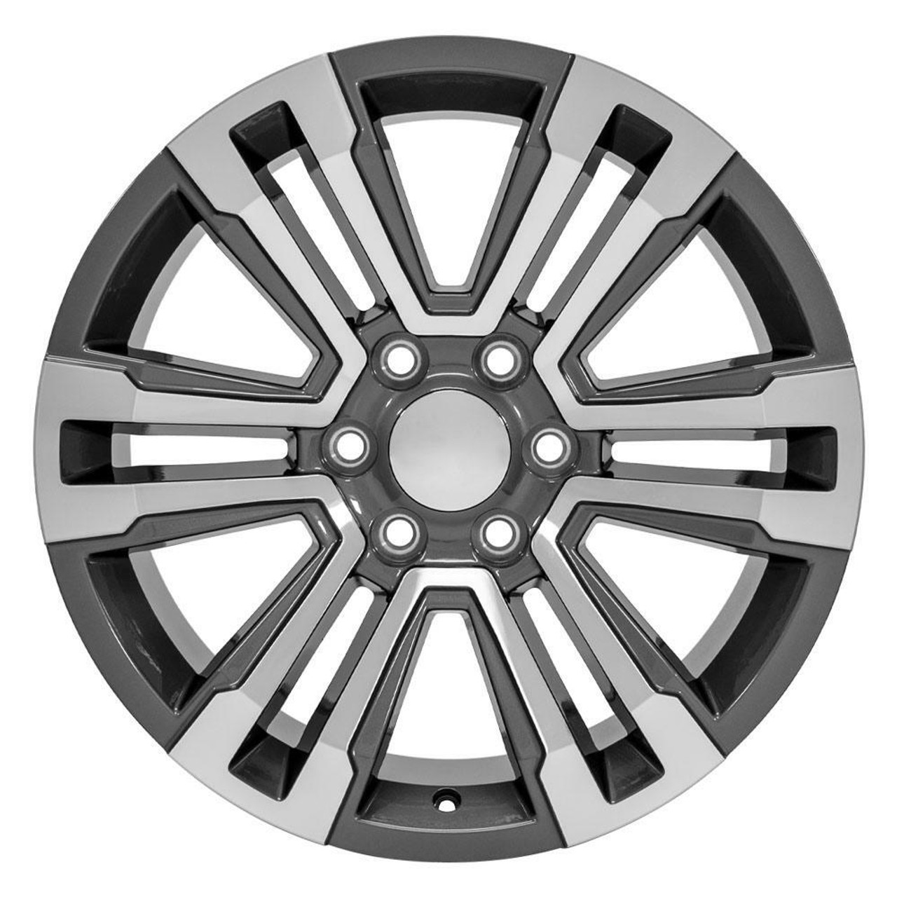 Set 4 22" OE Wheels CV44 Gunmetal Machined 22x9 Wheels 6x5.5 24mm For Chevy GMC