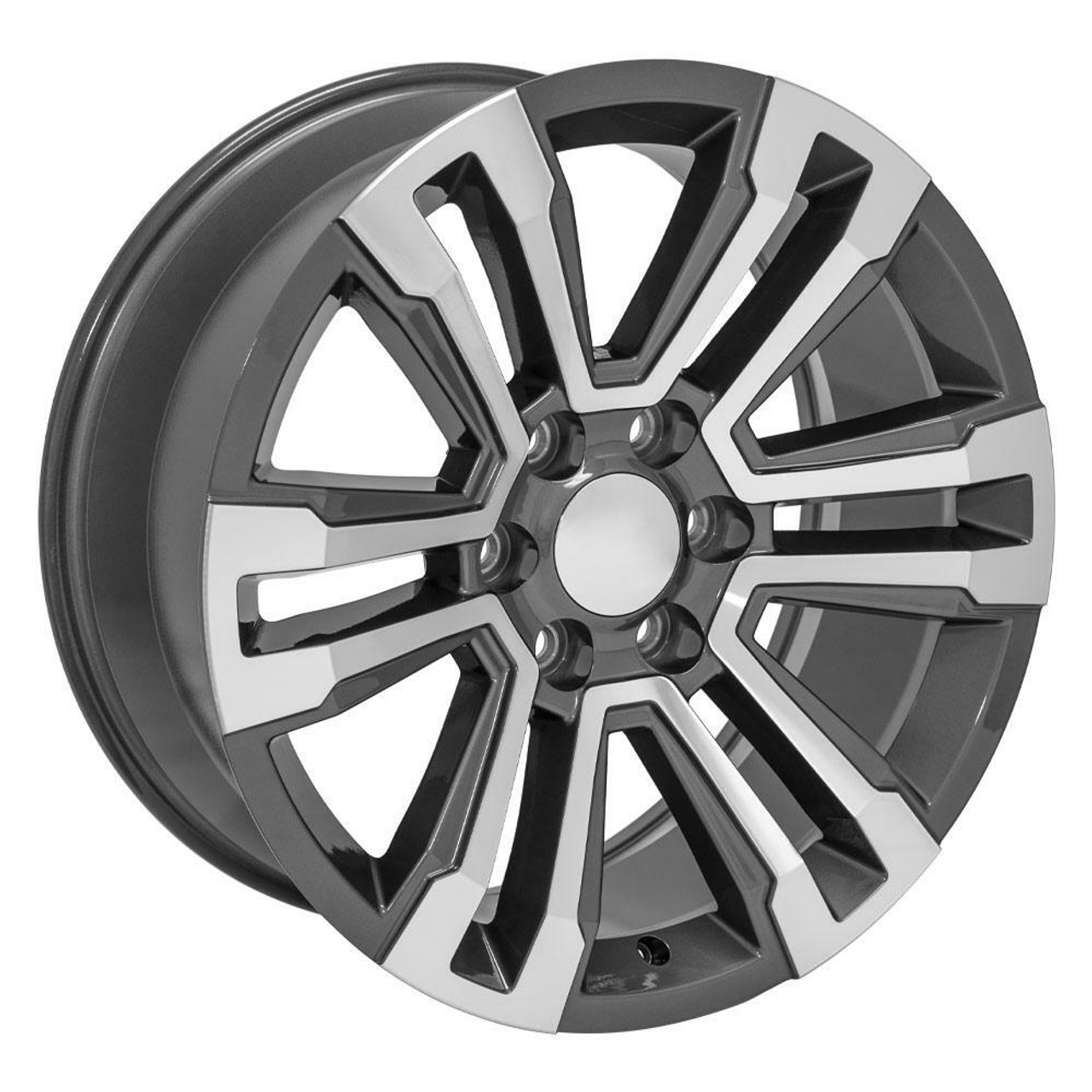 Set 4 22" OE Wheels CV44 Gunmetal Machined 22x9 Wheels 6x5.5 24mm For Chevy GMC