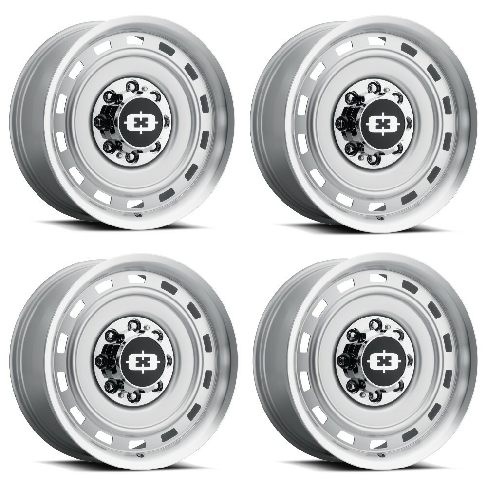Set 4 22" Vision 54 Cheyenne Silver Machined Lip 22x9 Wheels 8x6.5 (8x165.1) 12mm Rims