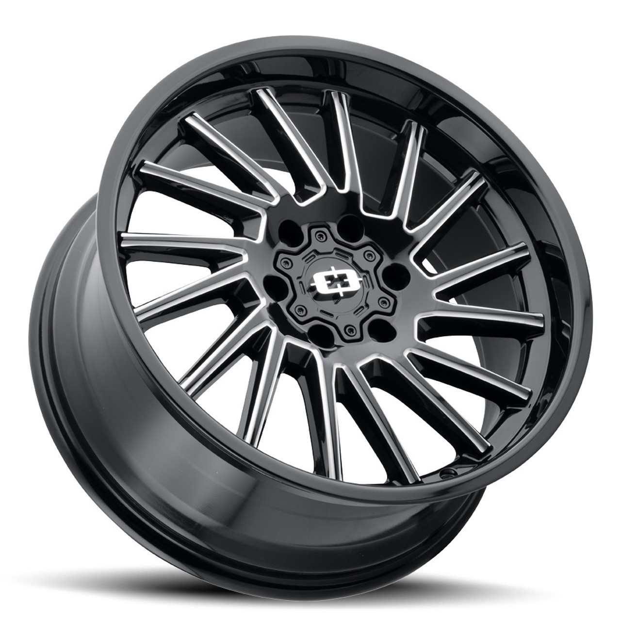 20" Vision 306 Rapier Gloss Black Milled Spoke 20x9 Wheel 6x5.5 -12mm Lifted Rim