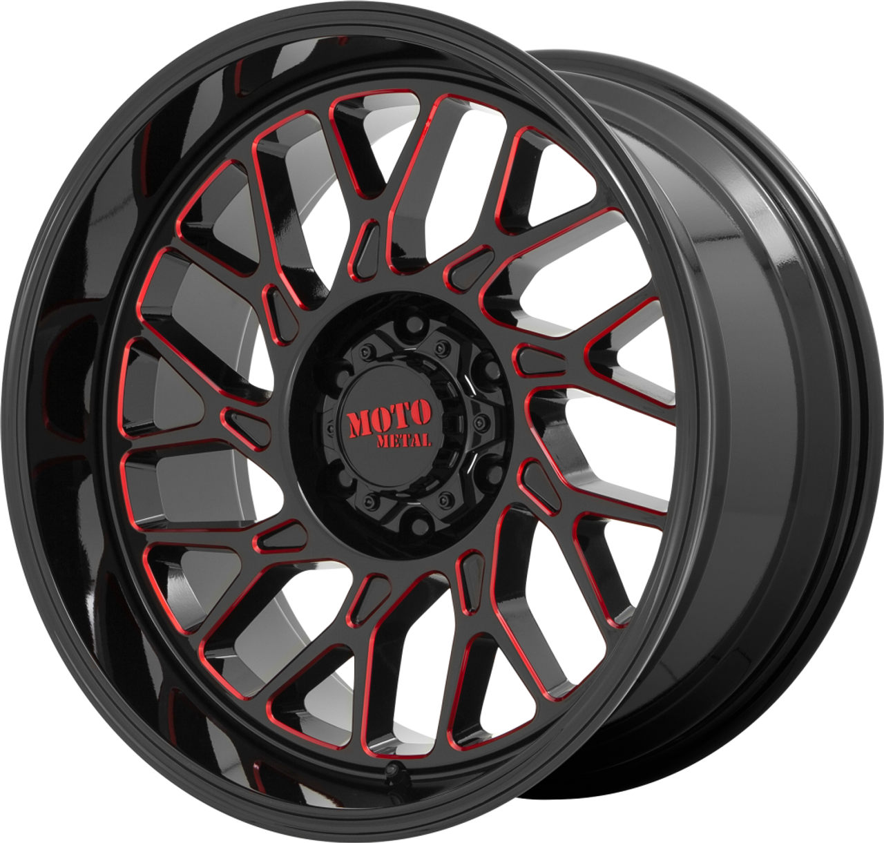Moto Metal MO805 20x10 8x6.5 Gloss Black Milled Red Tint Wheel 20" -18mm