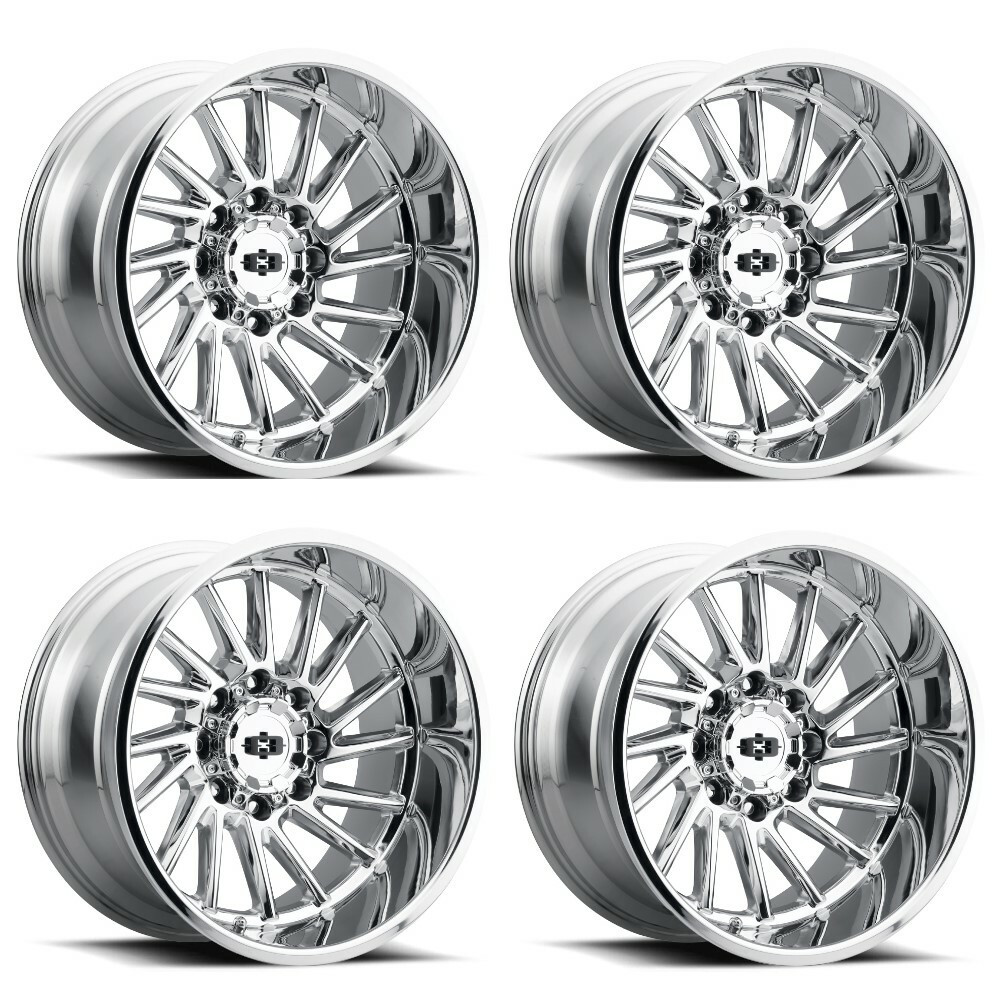 Set 4 20" Vision 306 Rapier Chrome 20x10 Wheels 8x6.5 -25mm Lifted Truck Rims