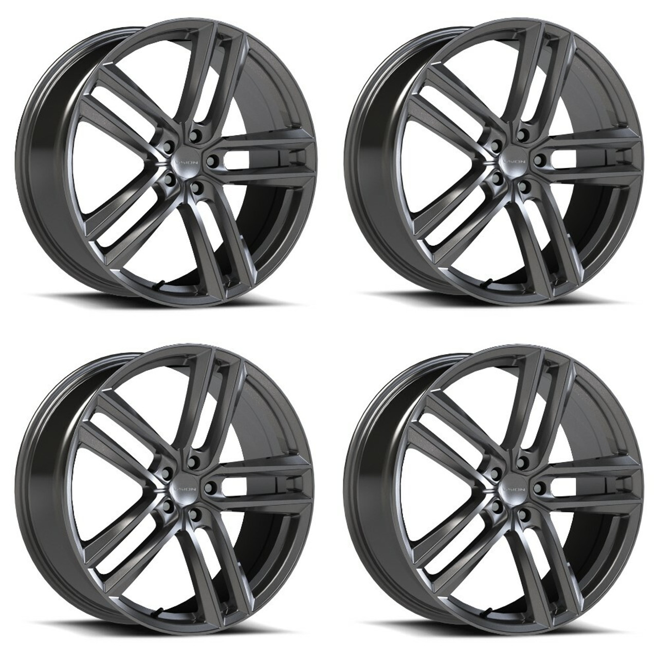 Set 4 19" Vision 475 Clutch Gunmetal 19x8.5 Wheels 5x4.5 (5x114.3) 35mm Rims