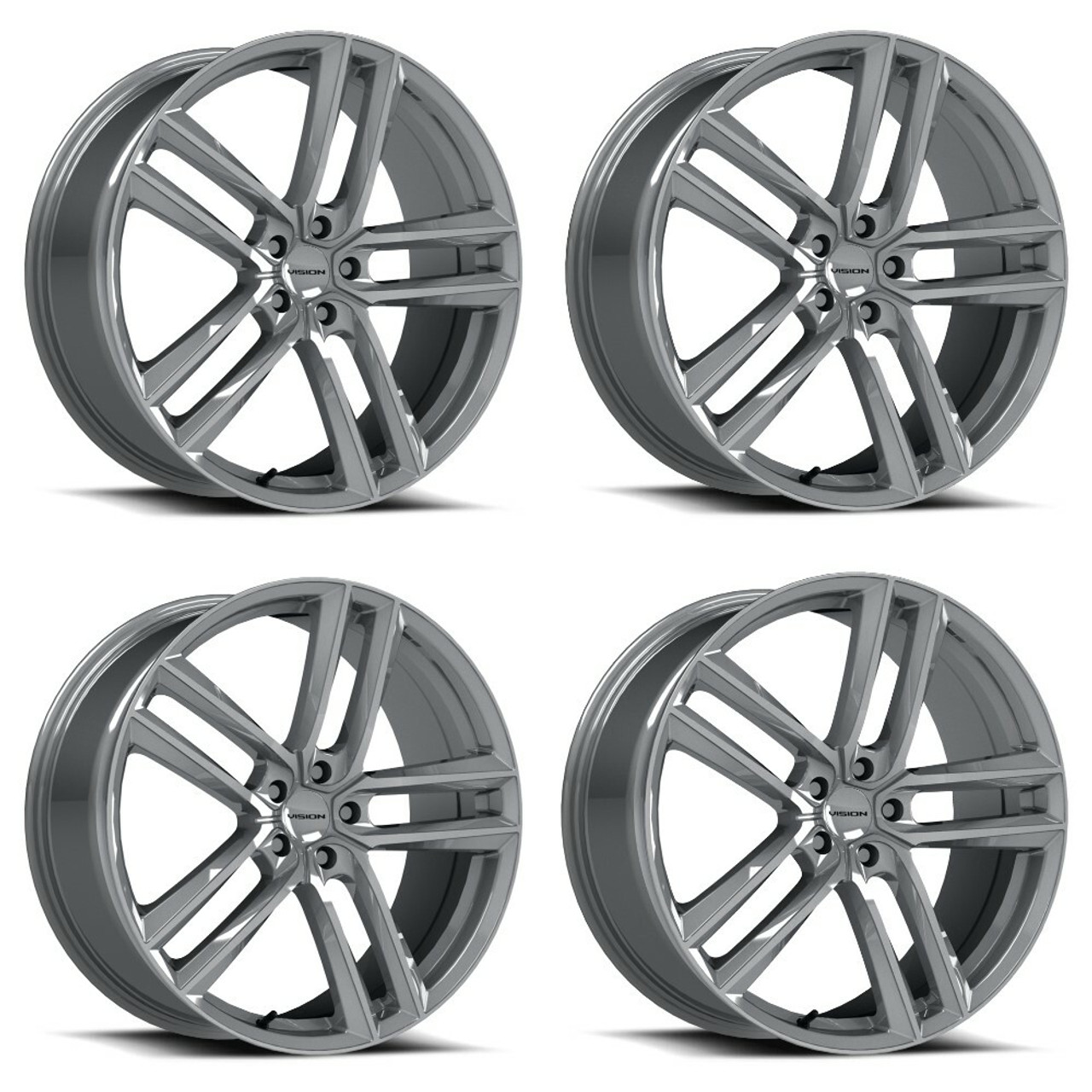 Set 4 19" Vision 475 Clutch Hyper Silver 19x8.5 Wheels 5x112 35mm Rims
