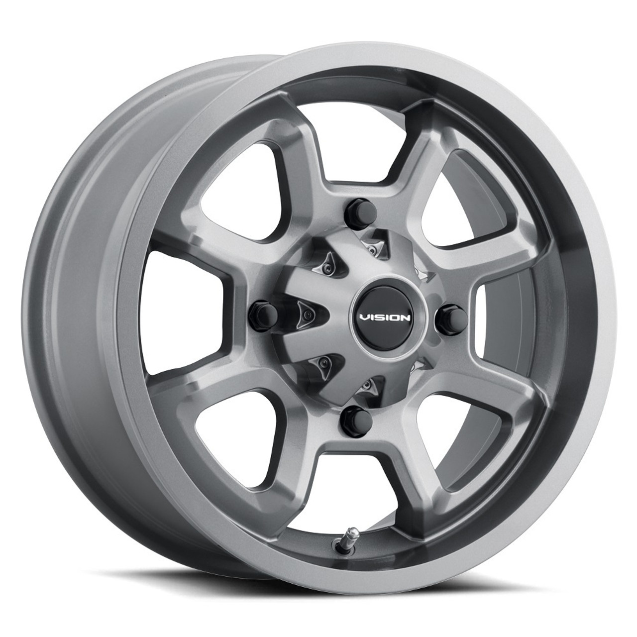 Set 4 14" Vision ATV 415 Bomb Gunmetal 14x7 Wheels 4x110 38.1mm Rims