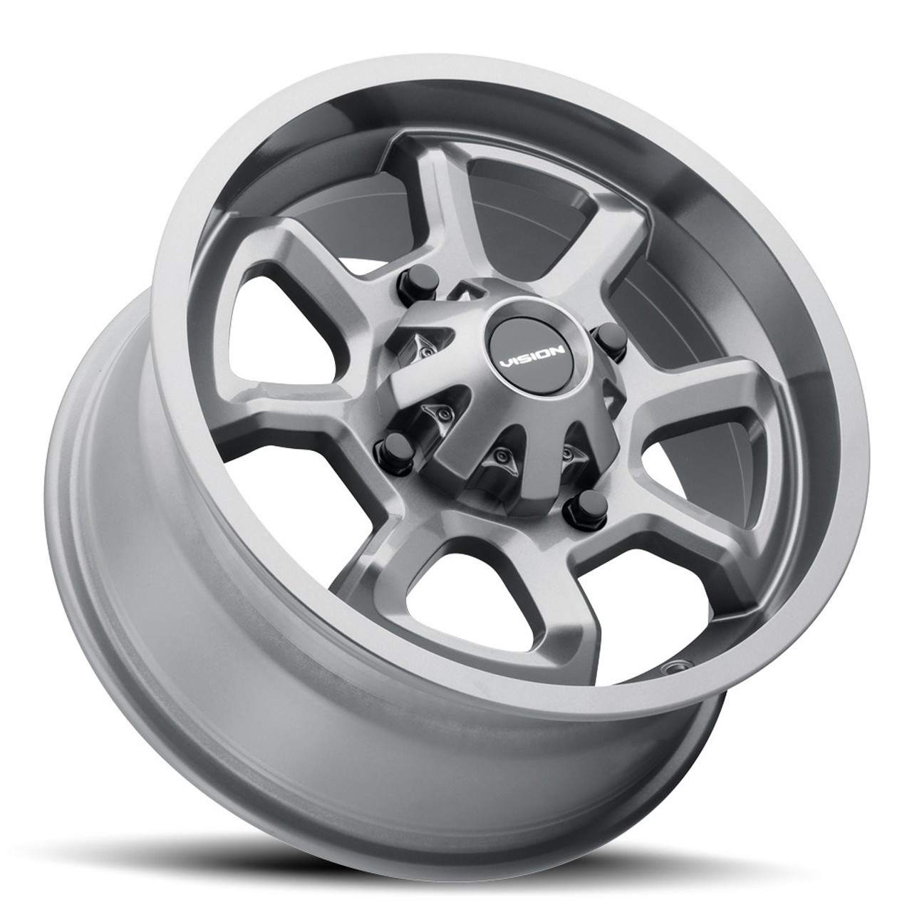 Set 4 14" Vision ATV 415 Bomb Gunmetal 14x7 Wheels 4x110 38.1mm Rims