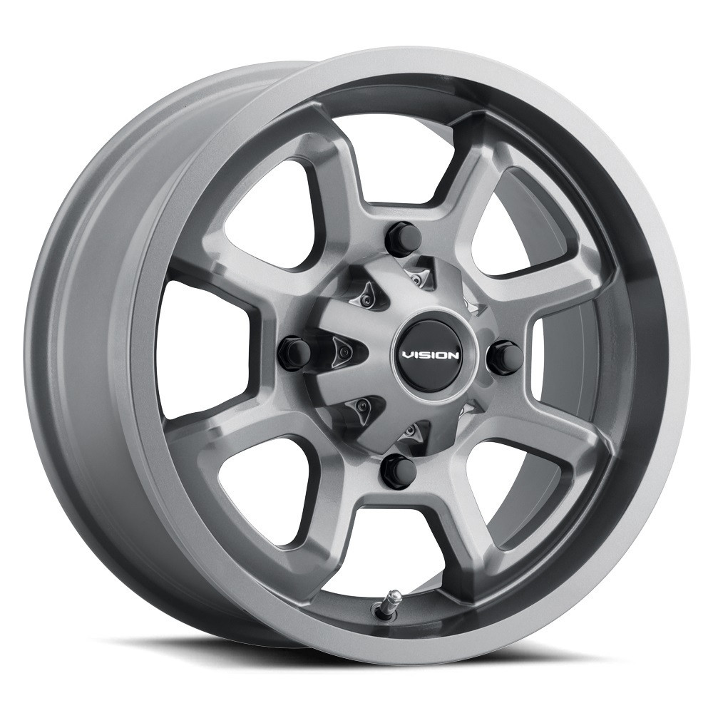 Set 4 12" Vision ATV 415 Bomb Gunmetal 12x8 Wheels 4x156 -10.2mm Rims