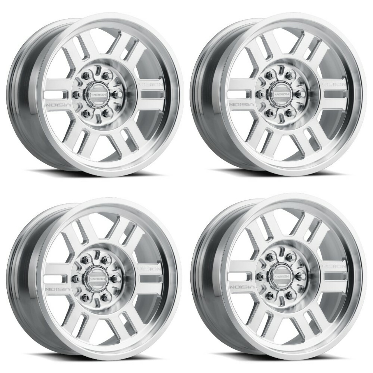 Set 4 18" Vision Beadlock 398FNBL Machined 18x9 Wheels 6x5.5 -12mm Rims