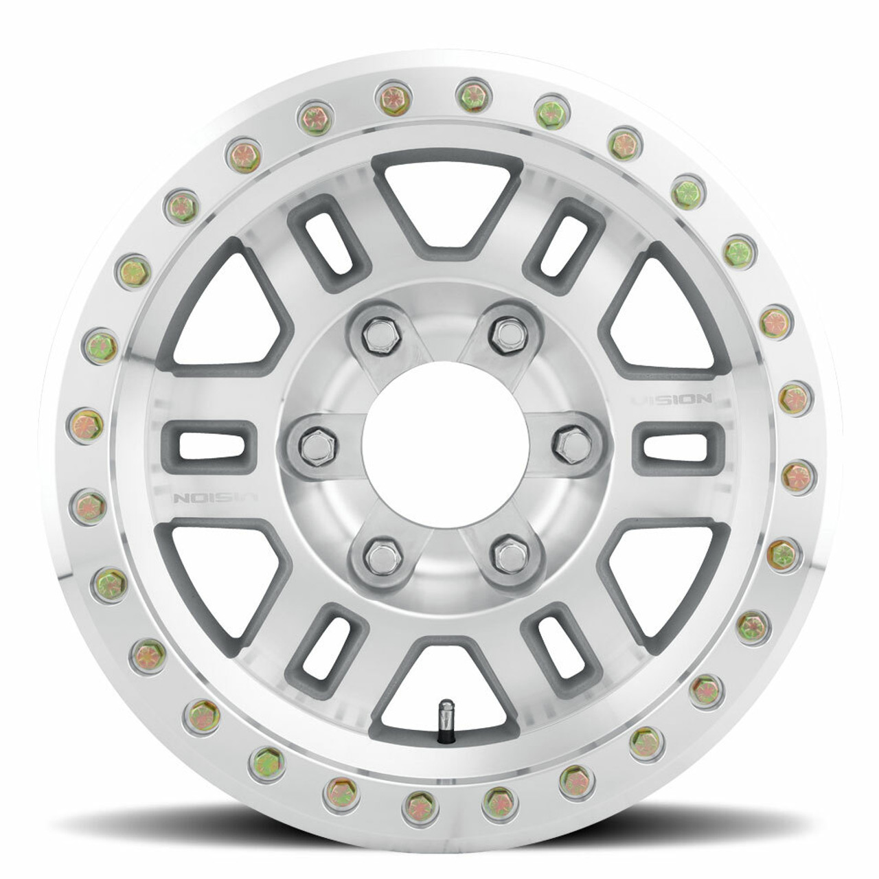 Set 4 17" Vision Beadlock 398BL Machined 17x9.5 Wheels 5x5.5 (5x139.7) -44mm Rim