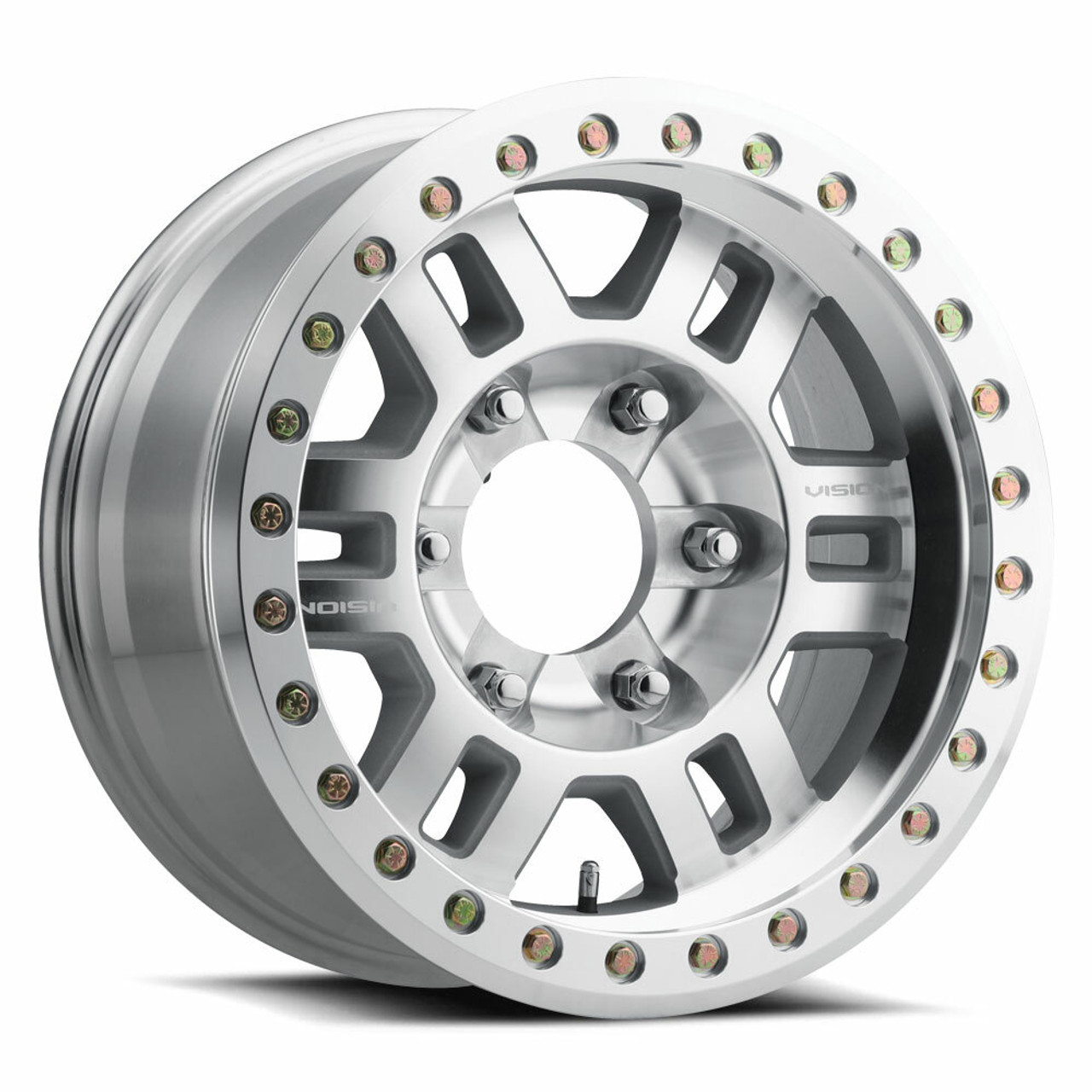Set 4 17" Vision Beadlock 398BL Machined 17x9.5 Wheels 8x170 -44mm Truck Rims
