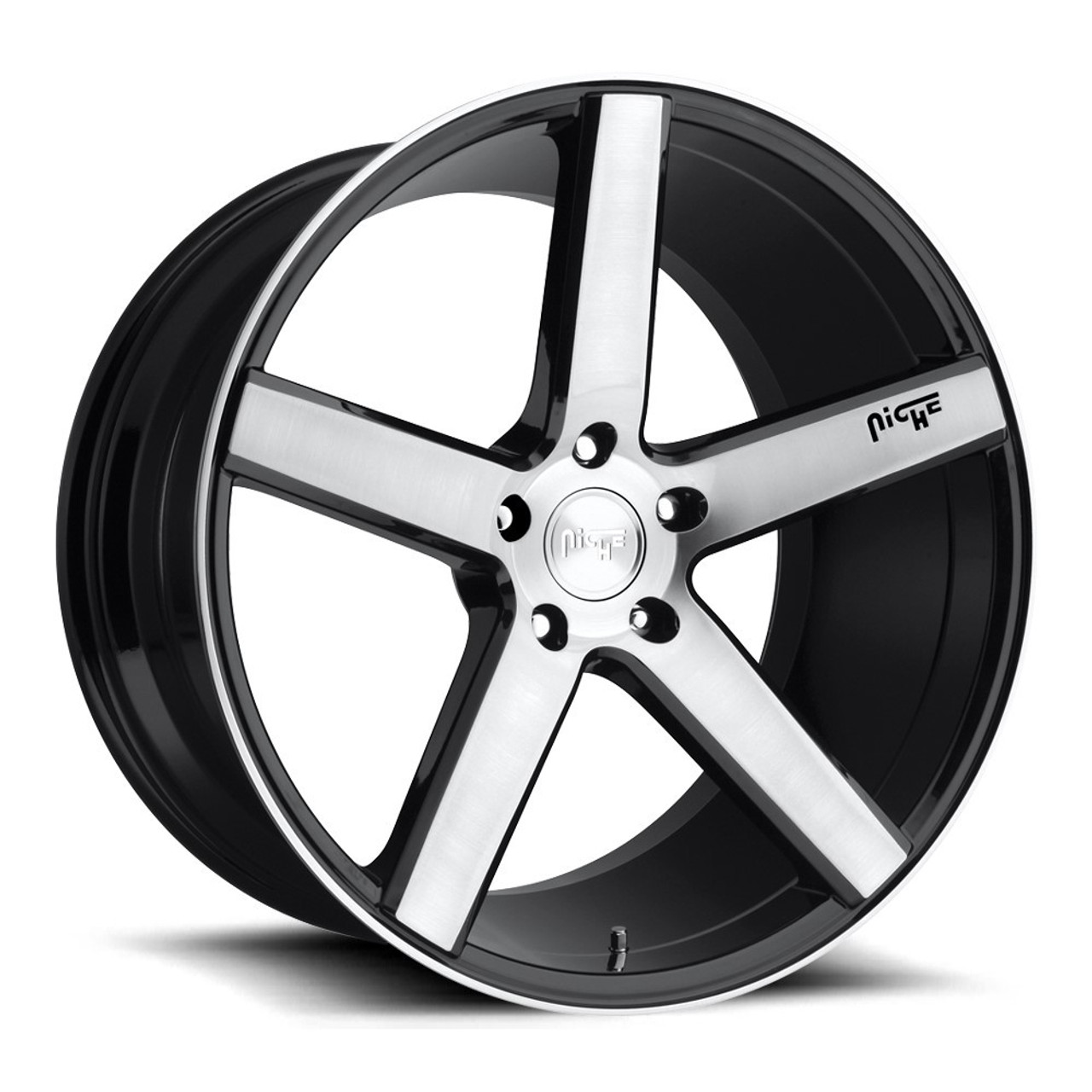 20" Niche 1PC M124 MILAN GLOSS BLACK BRUSHED 20x8.5 5X112 Wheel 34mm Rim