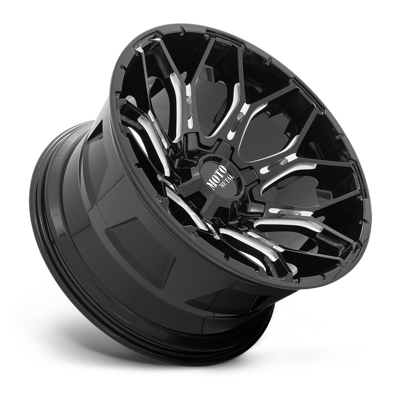 20" Moto Metal MO808 Sniper 20x10 5x5 5x5.5 Gloss Black Milled Wheel -18mm Rim