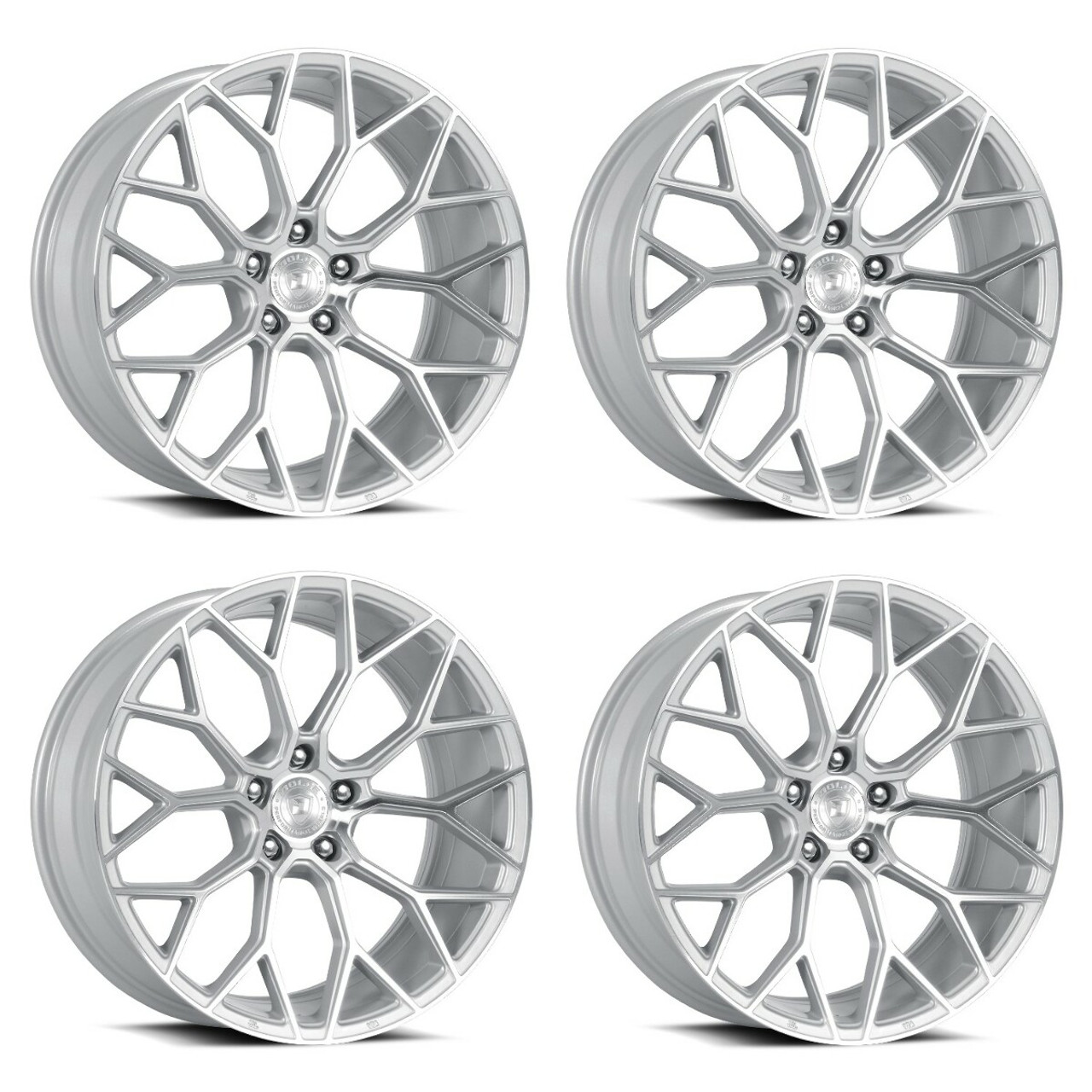 Set 4 20" Dolce Performance Pista 20x8.5 5x4.5 38mm Gloss Silver Machined Wheels