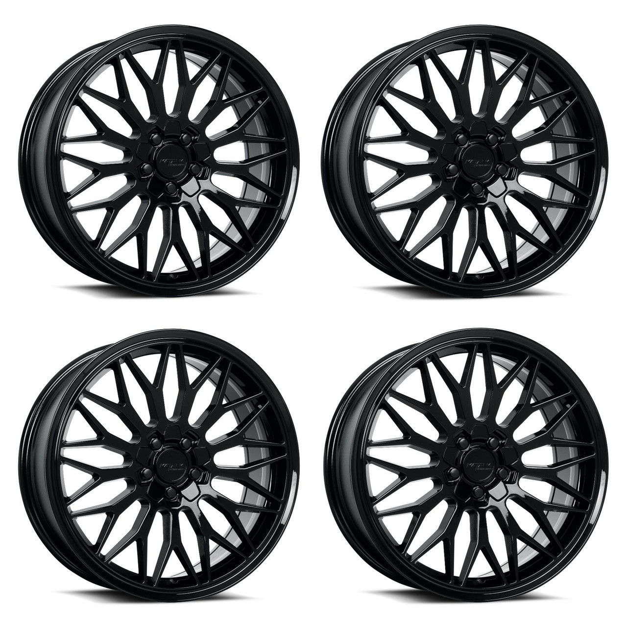 Set 4 17" Katana Wheels KR05  17x7.5 5x100 5x4.5 40mm Glossy Black Racing Rims
