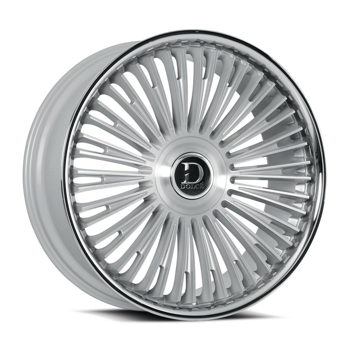24" Dolce Razzo 24x10 6x135 6x5.5 25mm Sliver Brush Face Wheel with Floating Cap