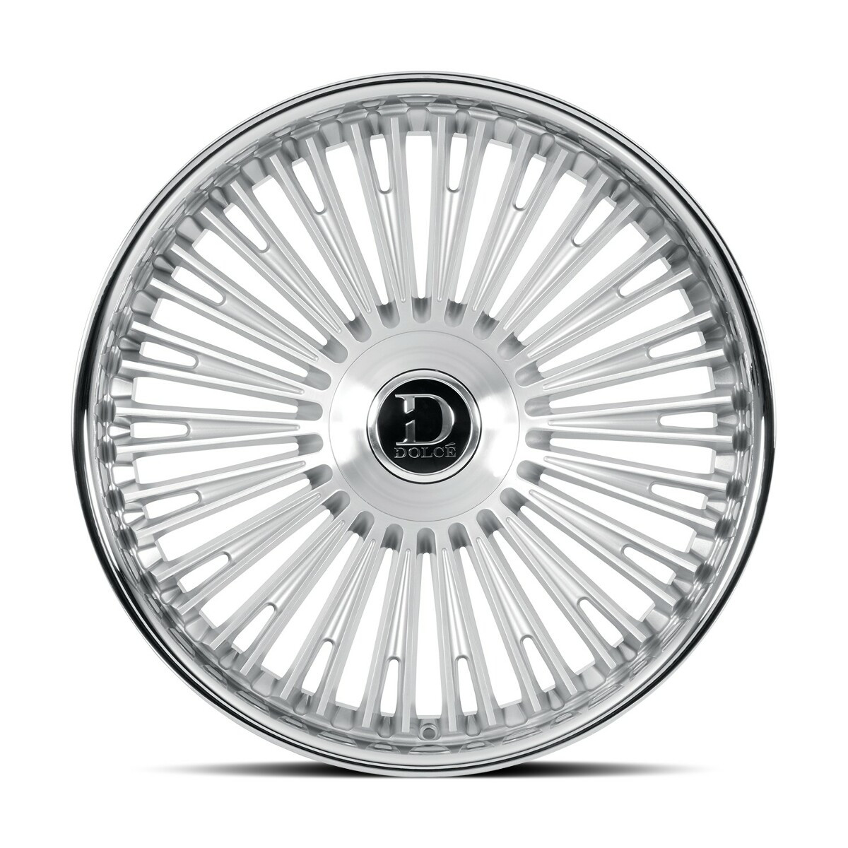 24" Dolce Razzo 24x10 6x135 6x5.5 25mm Sliver Brush Face Wheel with Floating Cap