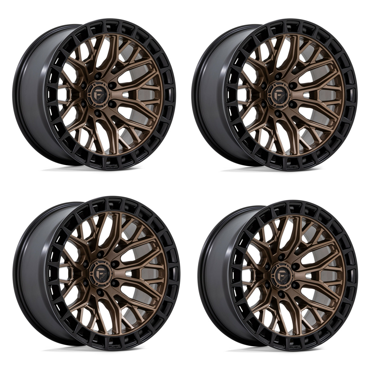 Set 4 20" Fuel FC869 Sigma Matte Bronze W/ Matte Black Lip 20x9 Wheels 5x5 1mm