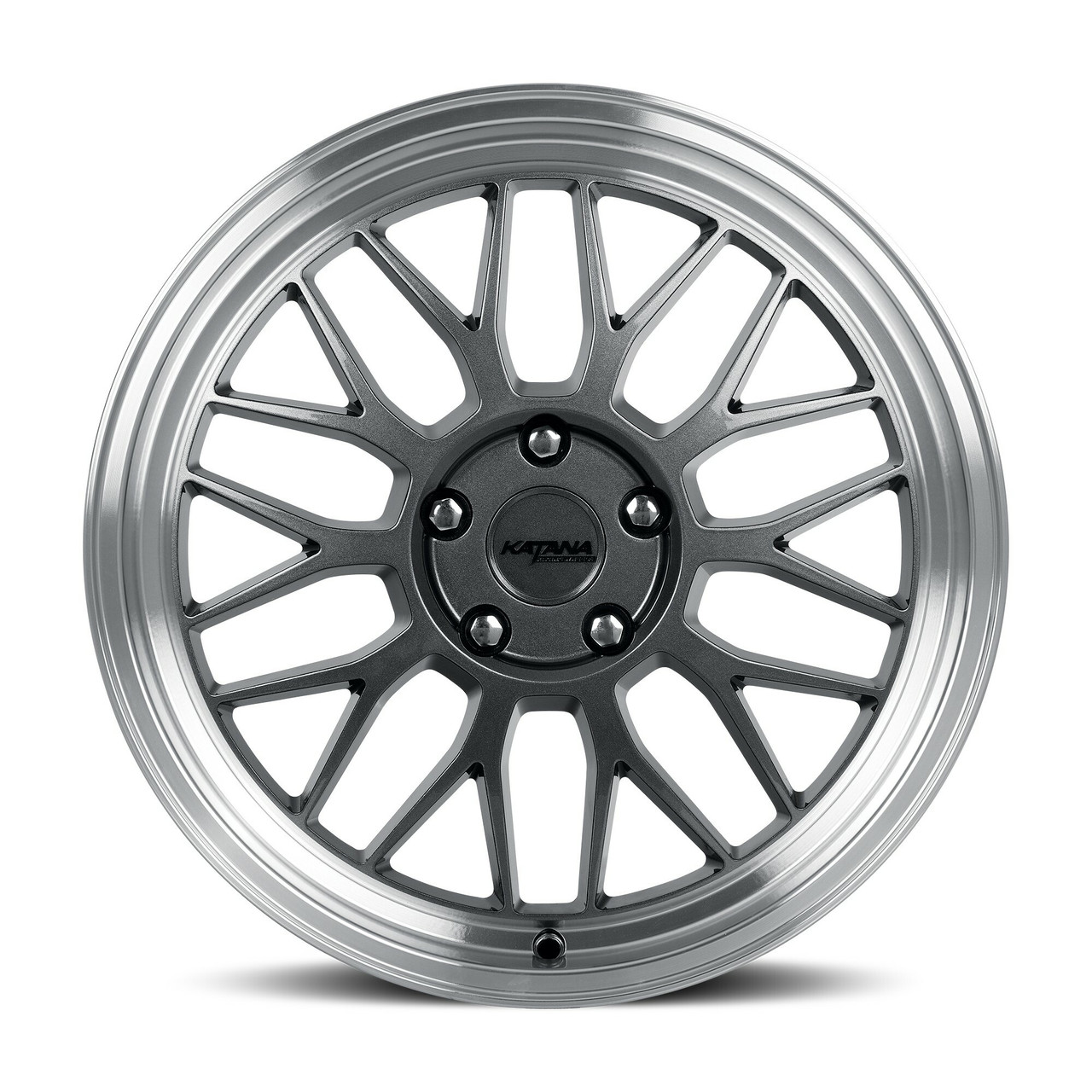 Set 4 18" Katana Wheels KR06 18x8 5x100 40mm Glossy Gunmetal Machine Lip Rims
