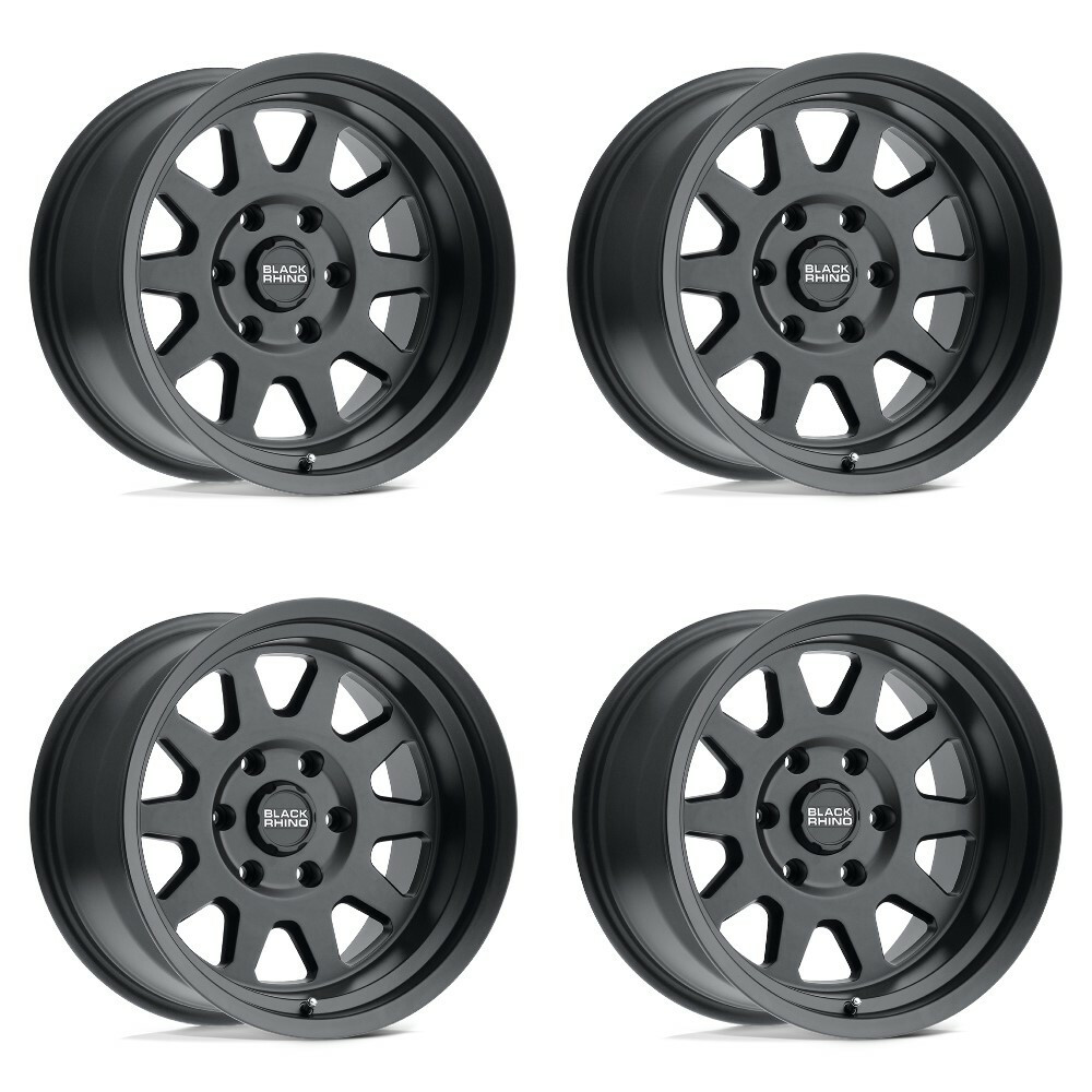 Set 4 17" Black Rhino Stadium 17x8 5x130 Matte Black Wheels 45mm Offroad Rims