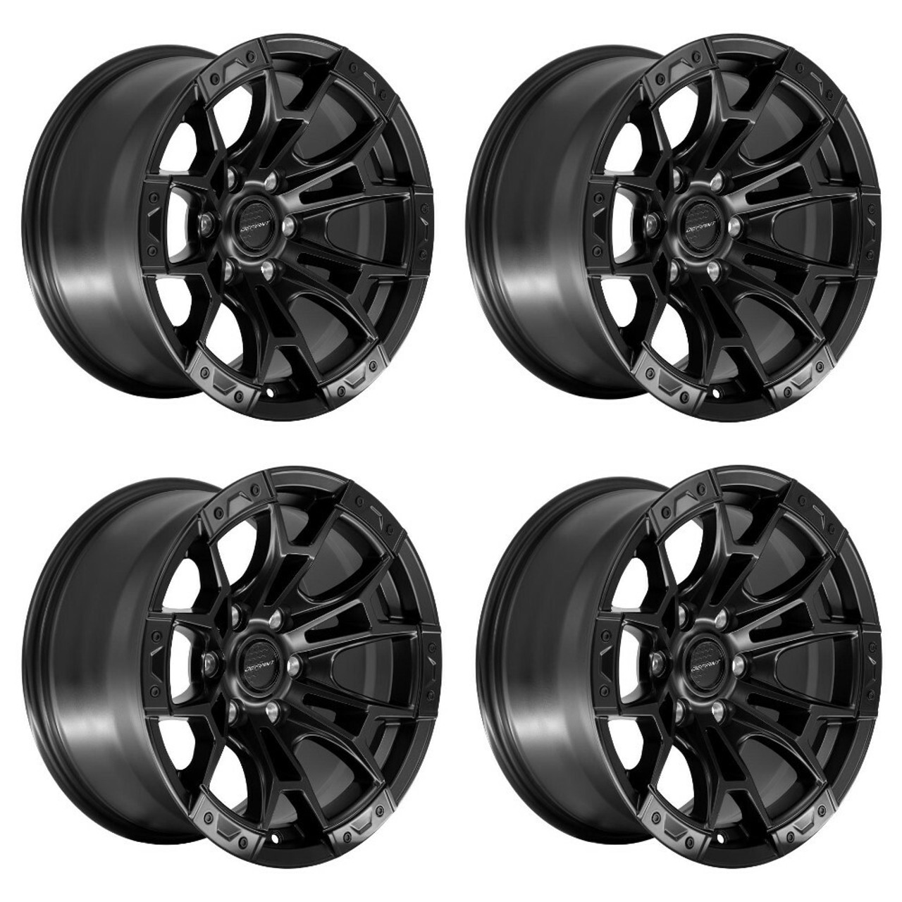 Set 4 17" Defiant DF04 Satin Black 17x9 Wheels 6x135 12mm For Ford Lincoln Rims