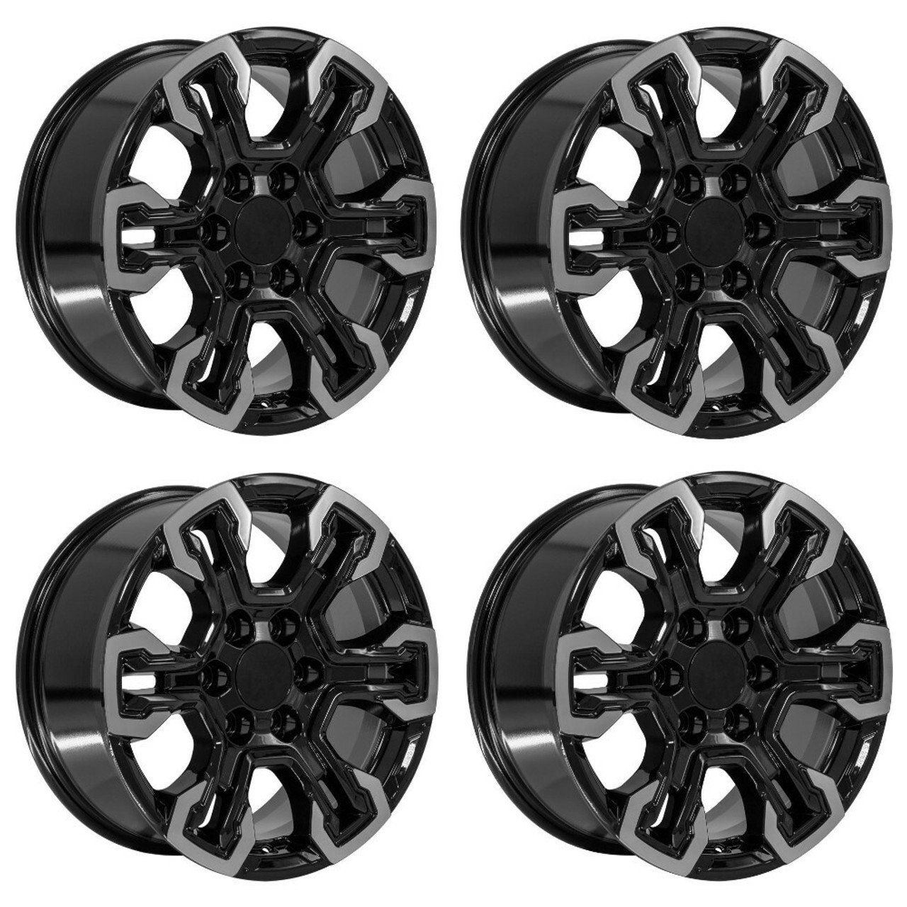 Set 4 18" OE Wheels CV65 Gloss Black Machined 18x8.5 6x5.5 26mm Replica Wheels