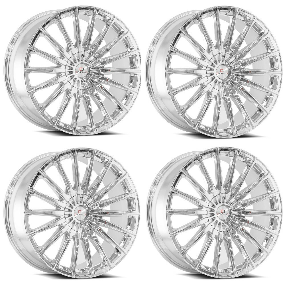 Set 4 22" Cavallo CLV-34 Nano Chrome 22x8.5 Wheels 5x4.5 5x120 38mm Rims