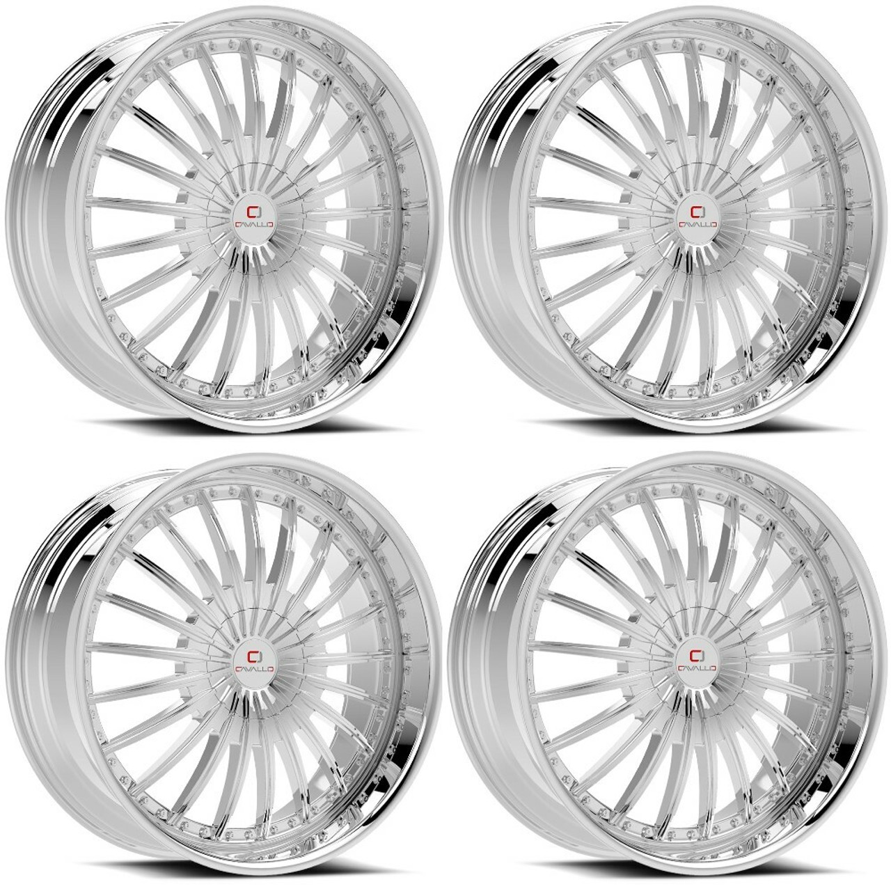 Set 4 20" Cavallo CLV-32 Nano Chrome 20x8.5 Wheels 5x4.5 5x120 35mm Rims