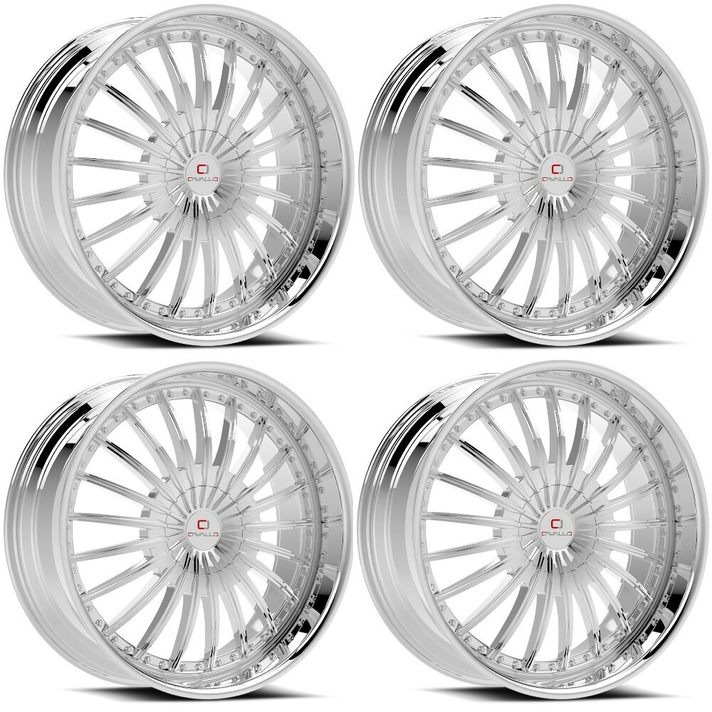 Set 4 20" Cavallo CLV-32 Nano Chrome 20x8.5 Wheels 5x112 5x4.5 35mm Rims