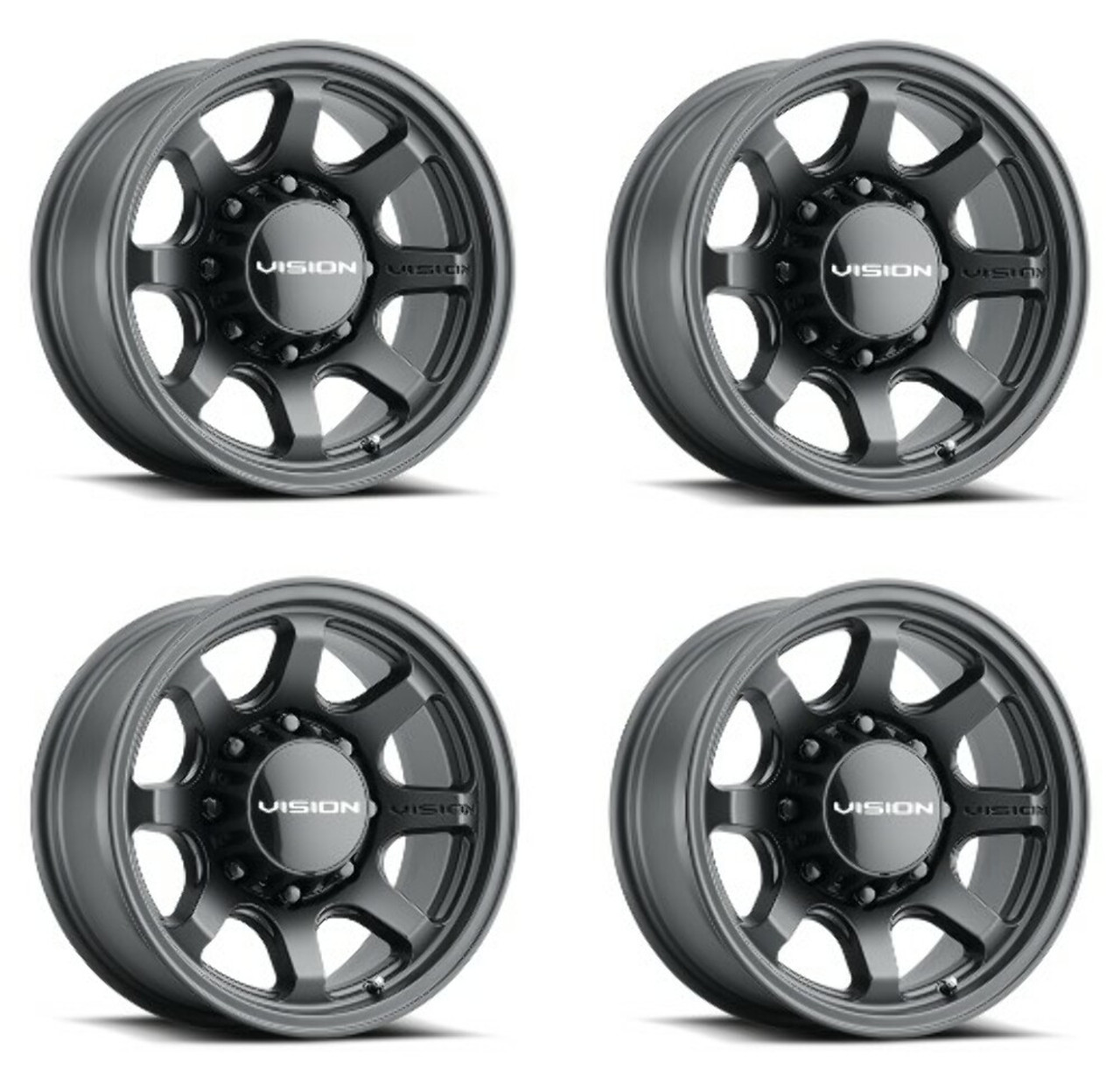 Set 4 20" Vision Off Road 351 Flow Satin Black 20x9 Wheels 8x180 12mm Rims