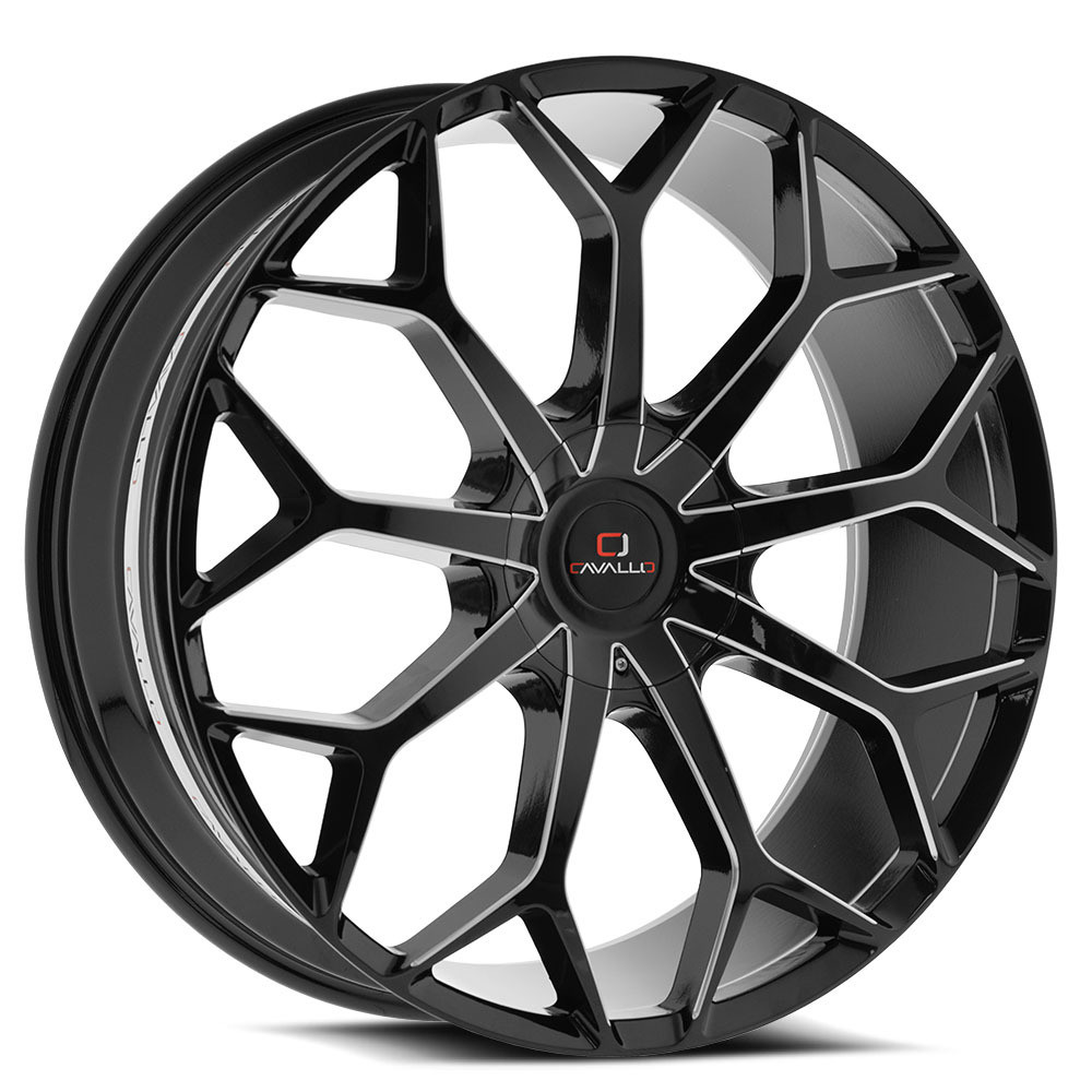 Set 4 20" Cavallo CLV-22 Gloss Black & Milled 20x8.5 Wheels 5x108 5x4.5 35mm Rim