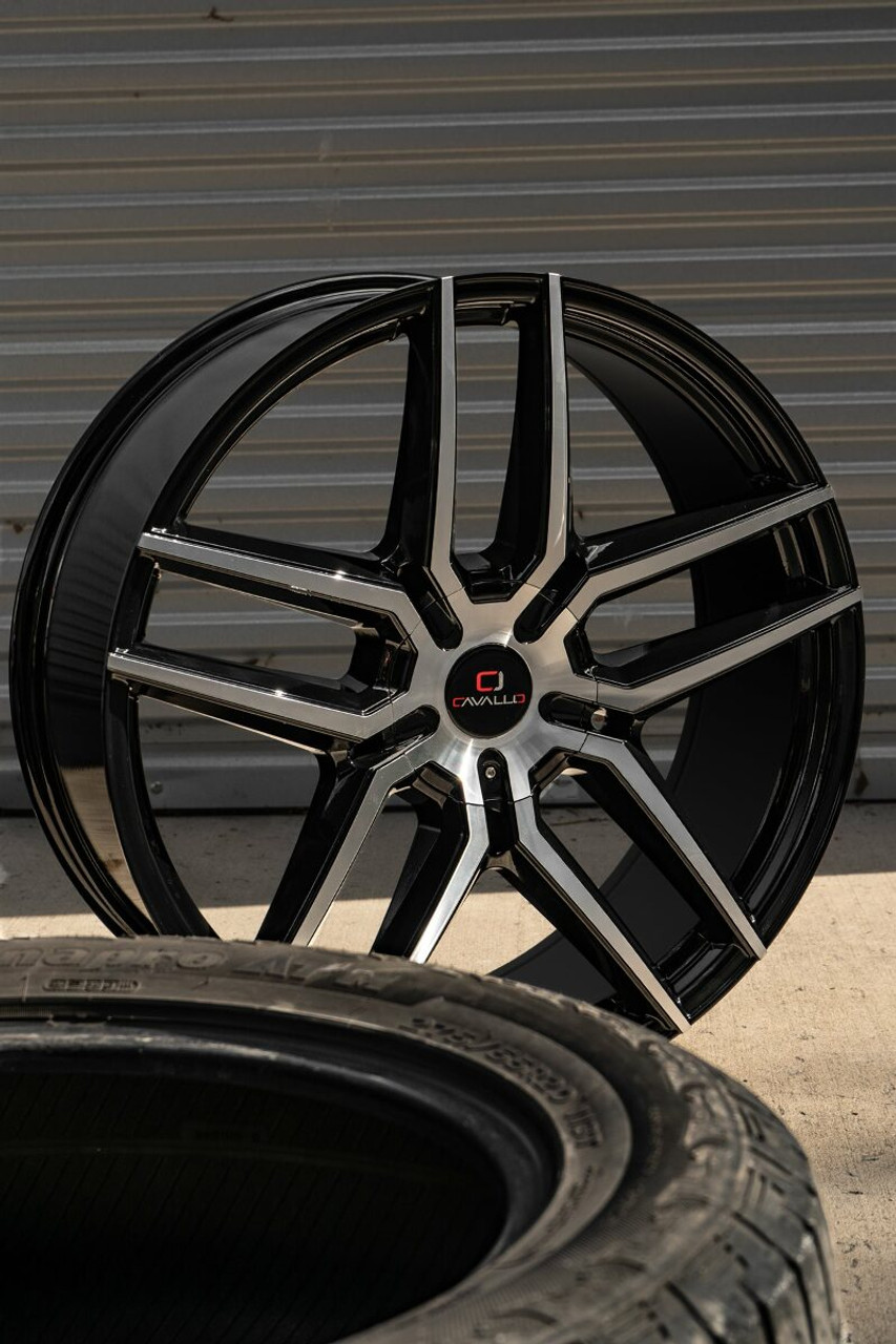 Set 4 20" Cavallo CLV-55 Gloss Black & Machined 20x8.5 Wheels 5x4.5 5x120 35mm