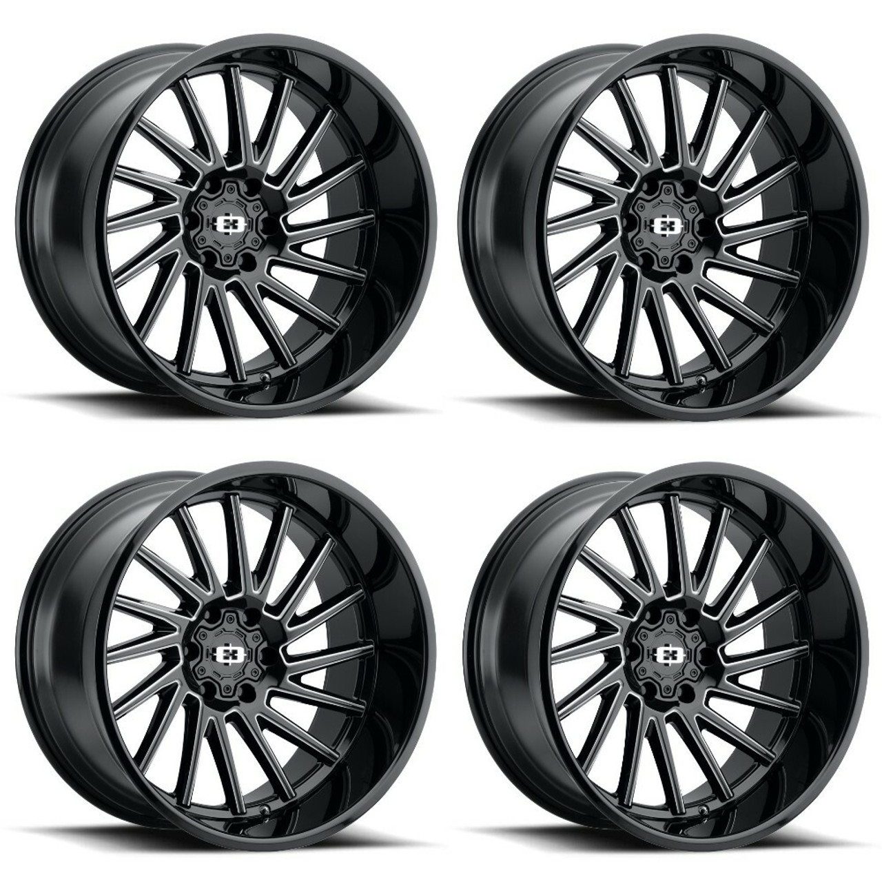 Set 4 22" Vision 306 Rapier Gloss Black Milled 22x10 Wheels 6x135 -19mm Rims