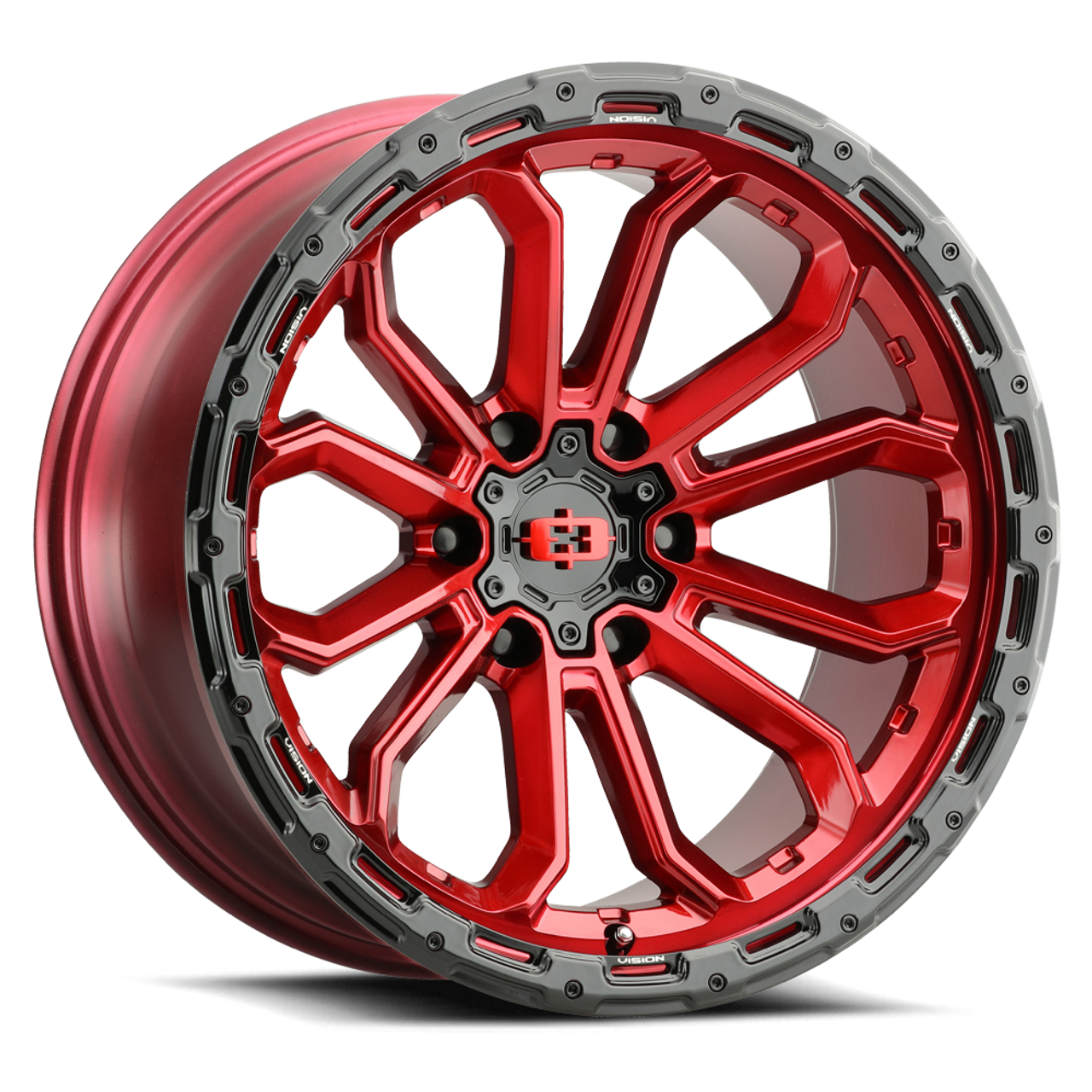 18" Vision Off Road 405 Korupt Gloss Red w/ Black Lip 18x9 Wheel 6x120 12mm Rim