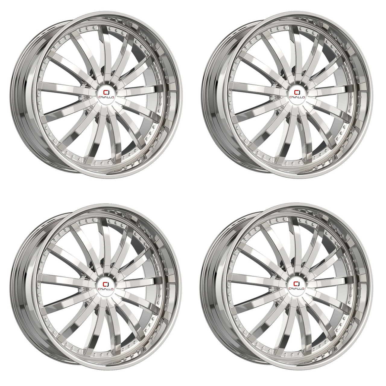 Set 4 22" Cavallo CLV-53 Nano Chrome 22x9.5 Wheels 5x115 5x120 15mm Rims