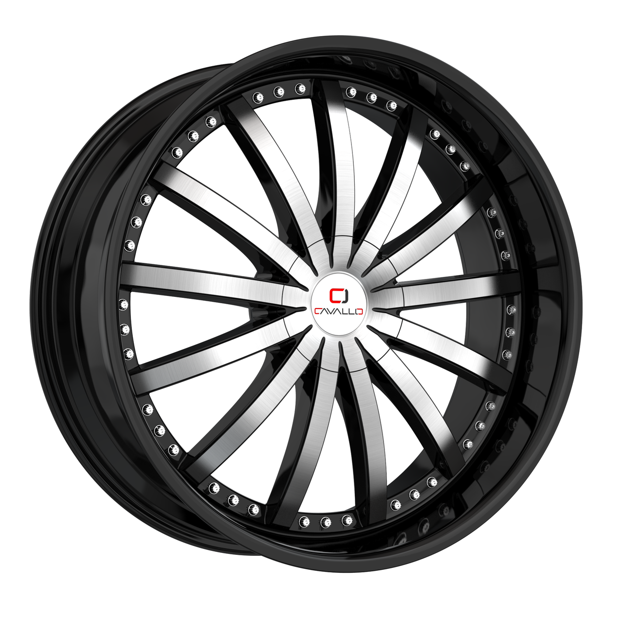 Set 4 22" Cavallo CLV-53 Gloss Black & Machined 22x8.5 Wheels 5x112 5x4.5 38mm