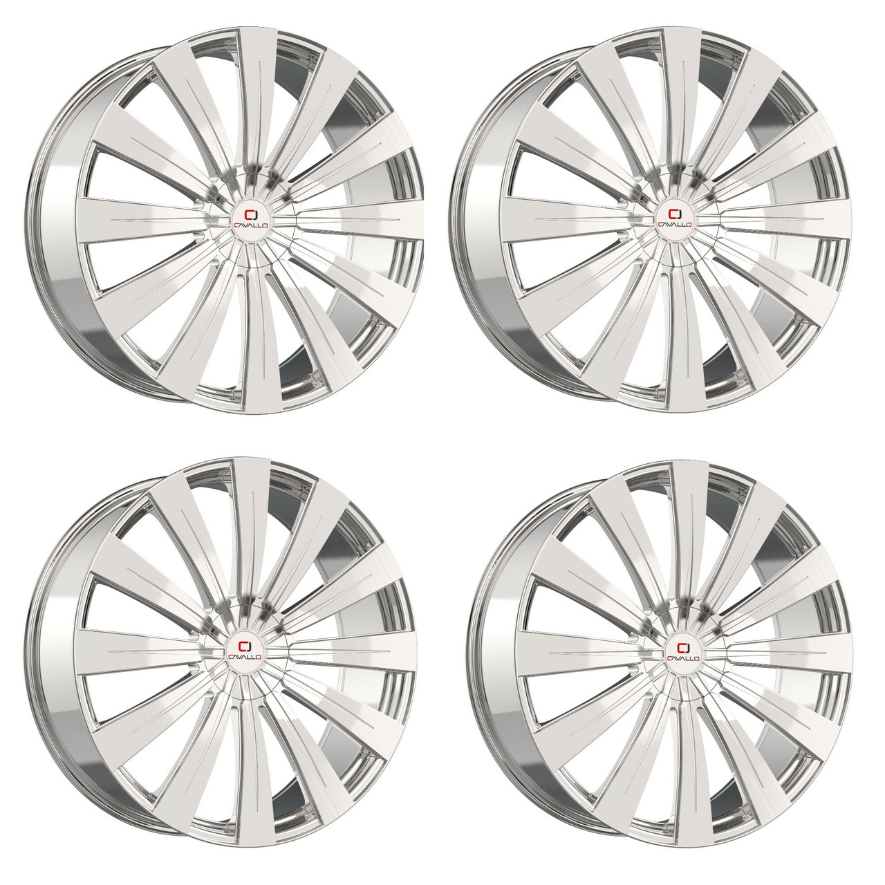 Set 4 22" Cavallo CLV-49 Nano Chrome 22x8.5 Wheels 5x112 5x4.5 38mm Rims
