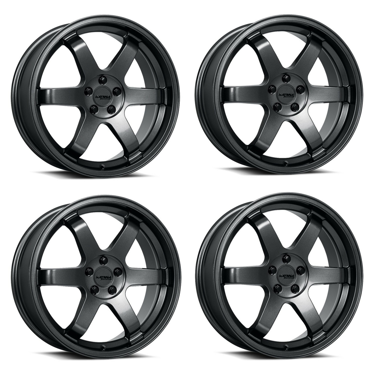 Set 4 17" Katana Wheels KR08 17x7.5 5x100 40mm Glossy Gunmetal Racing Rims
