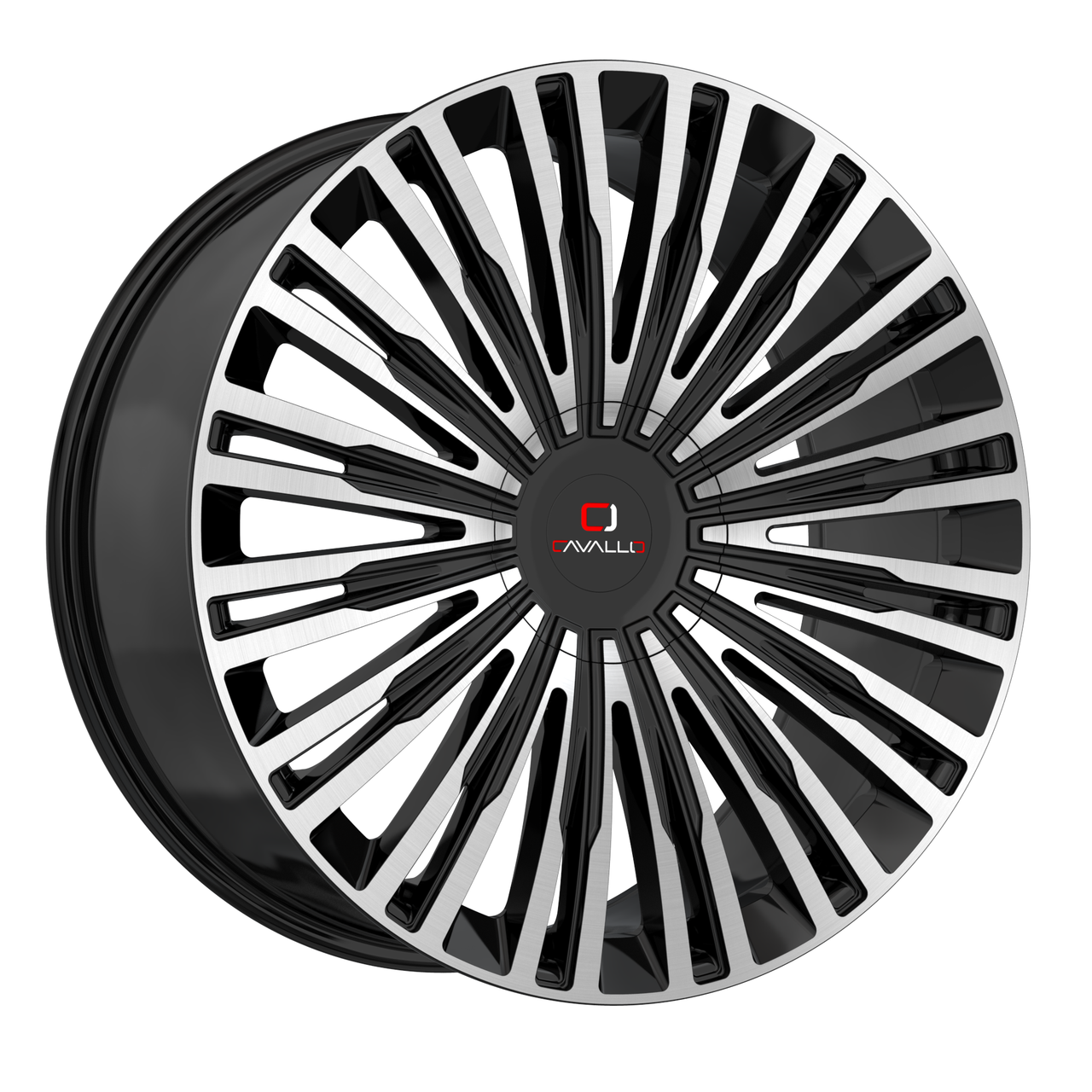 22" Cavallo CLV-48 Gloss Black & Machined Wheel 22x9.5 5x115 5x120 15mm Rim