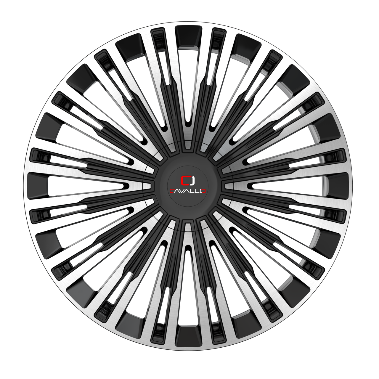 22" Cavallo CLV-48 Gloss Black & Machined Wheel 22x9.5 5x115 5x120 15mm Rim