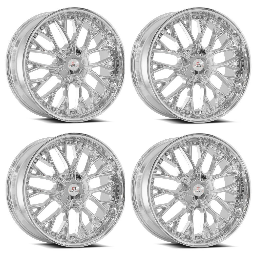 Set 4 22" Cavallo CLV-33 Nano Chrome 22x8.5 Wheels 5x112 5x4.5 38mm Rims
