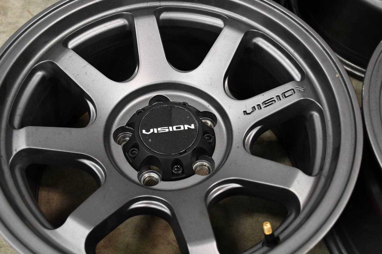 Set 4 20" Vision Off Road 351 Flow Satin Grey 20x9 Wheels 8x6.5 12mm Rim For GMC