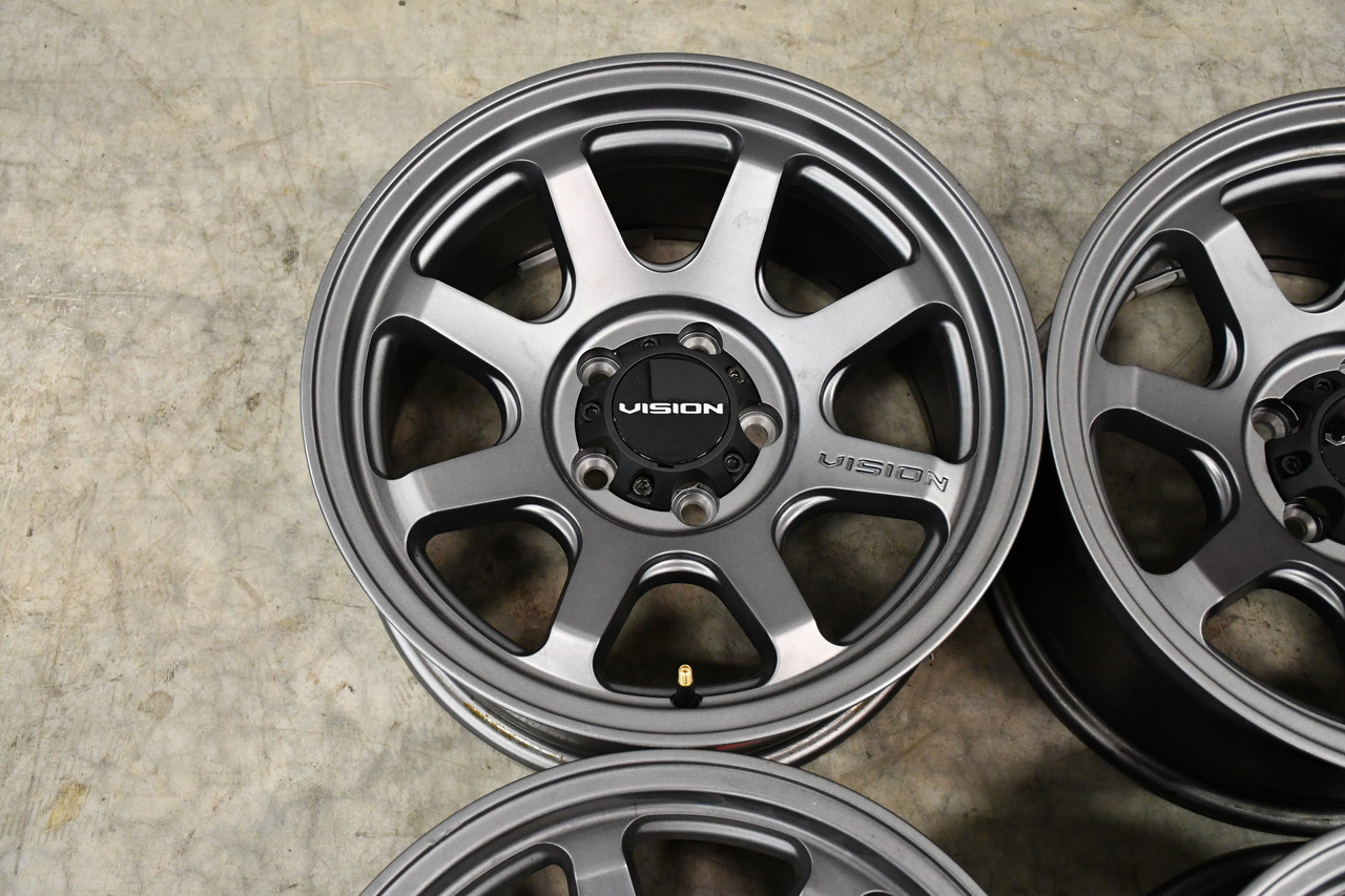 Set 4 20" Vision Off Road 351 Flow Satin Grey 20x9 Wheels 8x6.5 12mm Rim For GMC