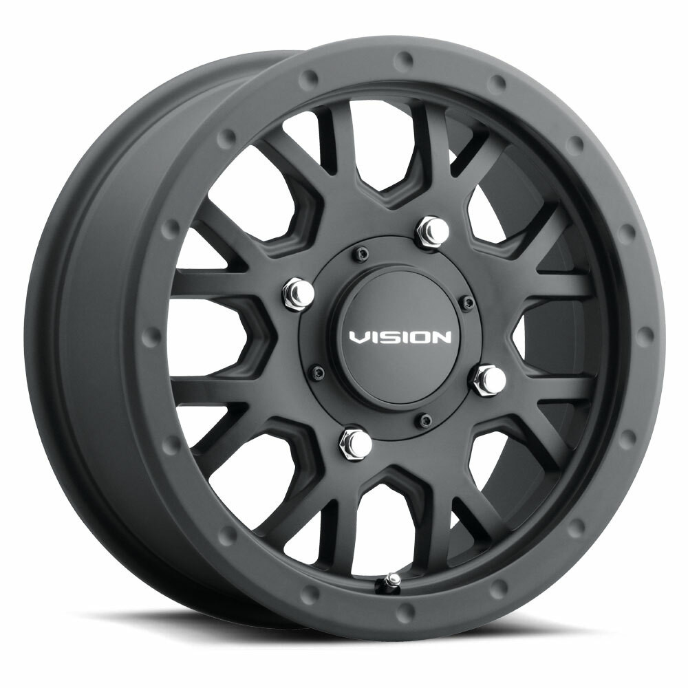 Set 4 15" Vision ATV GV8 Invader Satin Black 15x6 Wheels 4x136 38mm Rims