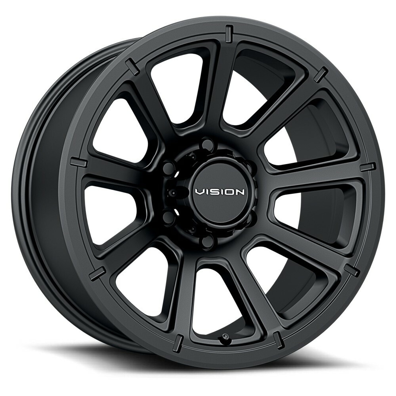 Set 4 14" Vision HD Trailer 353 Turbine Matte Black 14x5.5 Wheels 5x4.5 0mm Rims