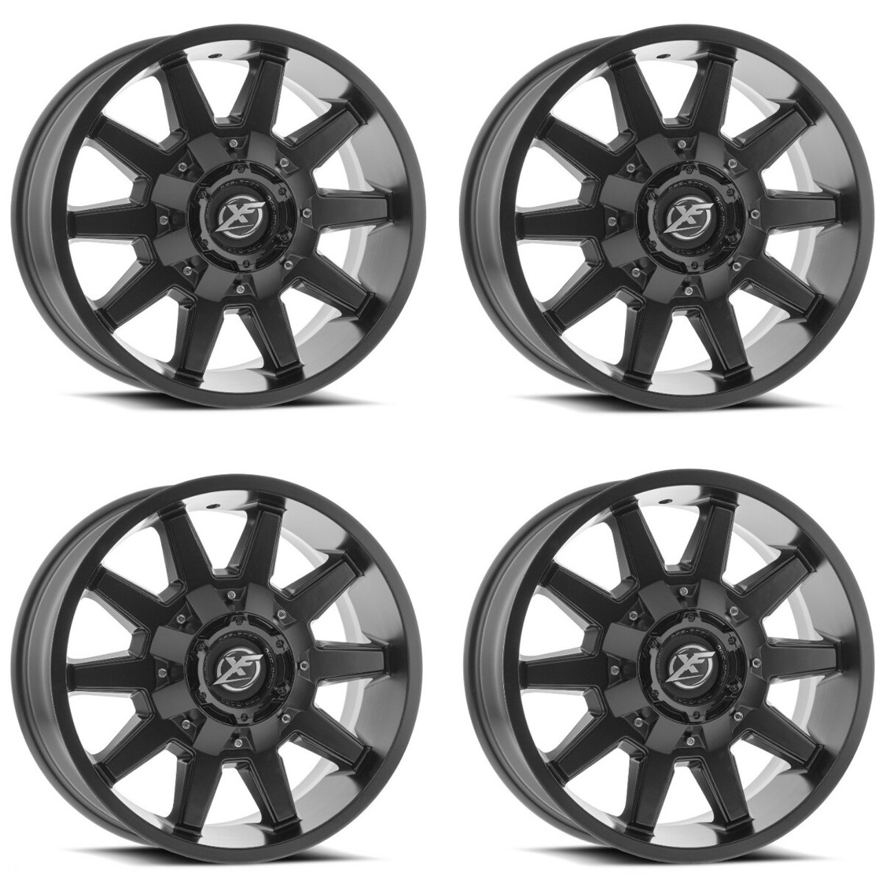 Set 4 18" XF Off-Road XF-219 Matte Black 18x9 Wheels 5x5.5 5x150 0mm Truck Rims