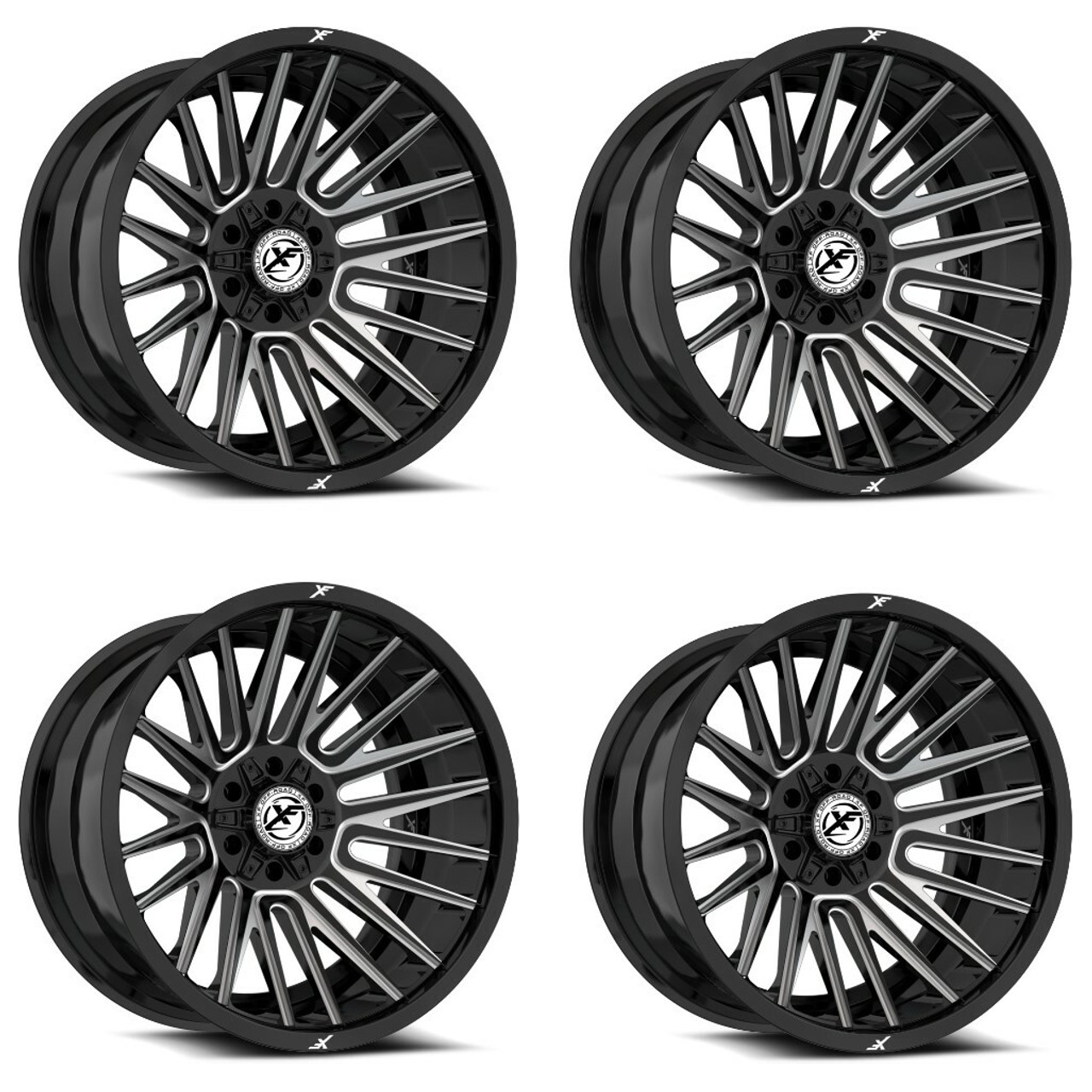 Set 4 17" XF Off-Road XF-234 Gloss Black & Milled 17x9 Wheels 6x135 6x5.5 0mm